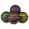 Forside av Basketball mini, Andre baller, fire svarte baller med lilla, grønt, oransje og gult.