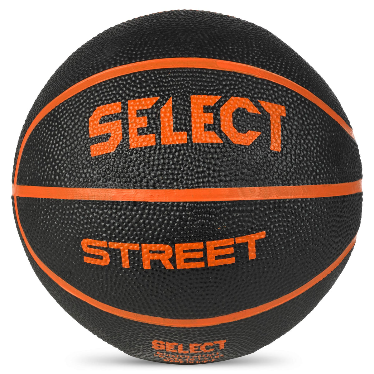 Basketball mini i svart med oransje detaljer, ekstra vinkel. Kategorien andre baller.