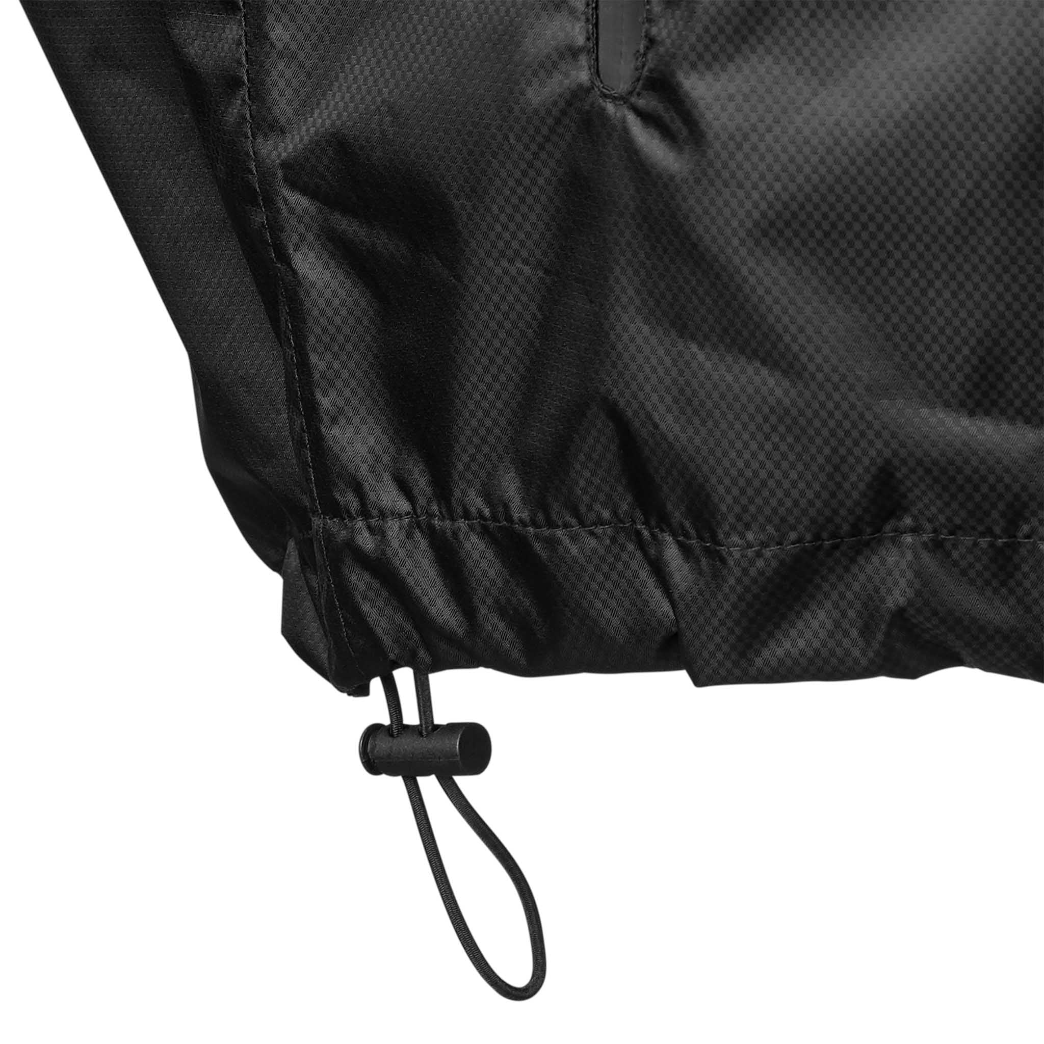 Nærbilde av All-weather jacket Monaco v24-kant med svart snortrekk, Match & Training wear, svart fotball