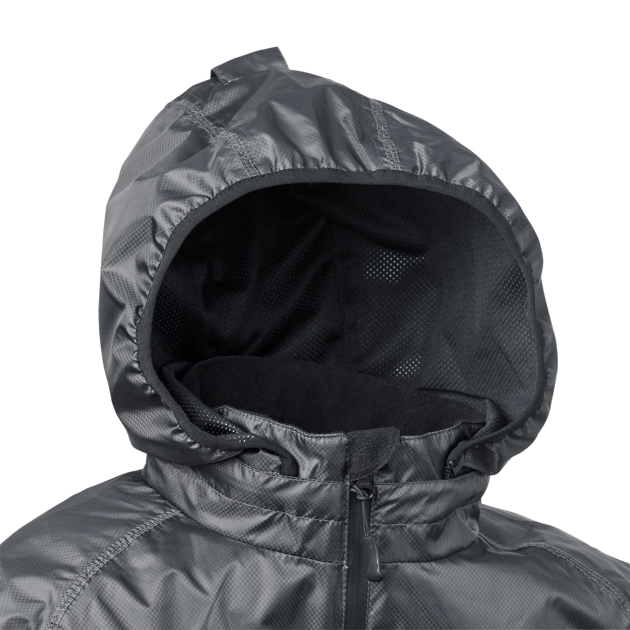 Nærbilde av grå All-weather jacket Monaco v24 hette med svart meshfôr, Match & Training wear