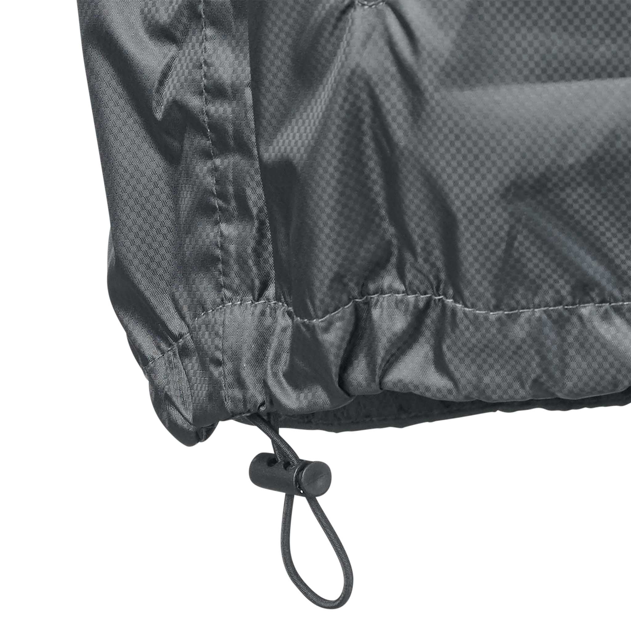 Nærbilde av grå All-weather jacket Monaco v24, Match & Training wear, viser kant med justerbar snortrekk.