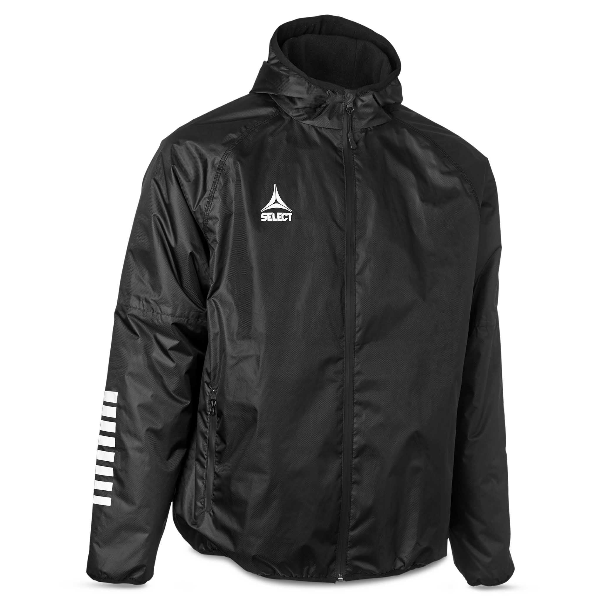 Forfra av sort og hvit Functional jacket Monaco v24, Match & Training fotballtøy med hette.