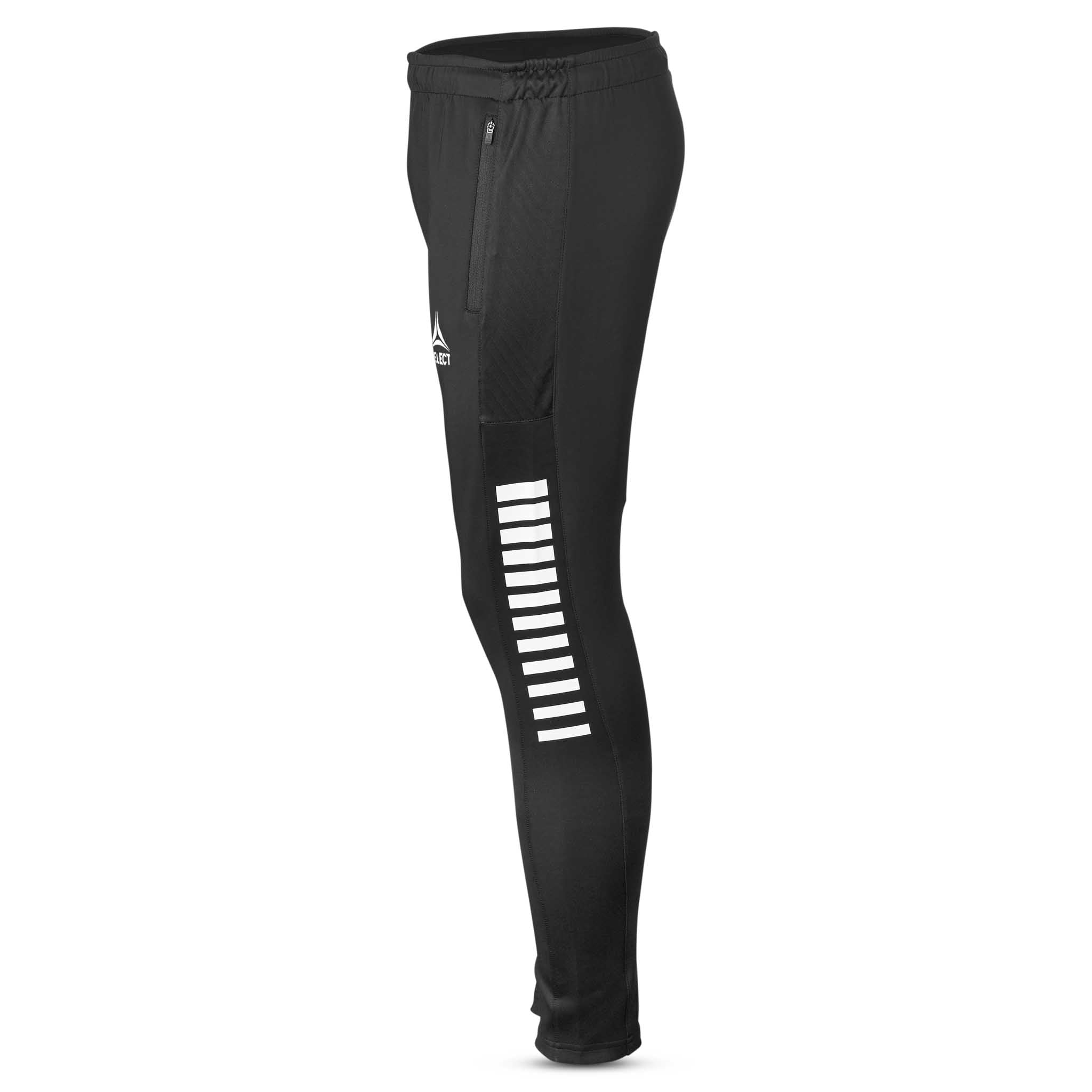 Sorte Training pants slim fit Monaco v24, Match & Training wear, hvite striper, sett fra høyre.