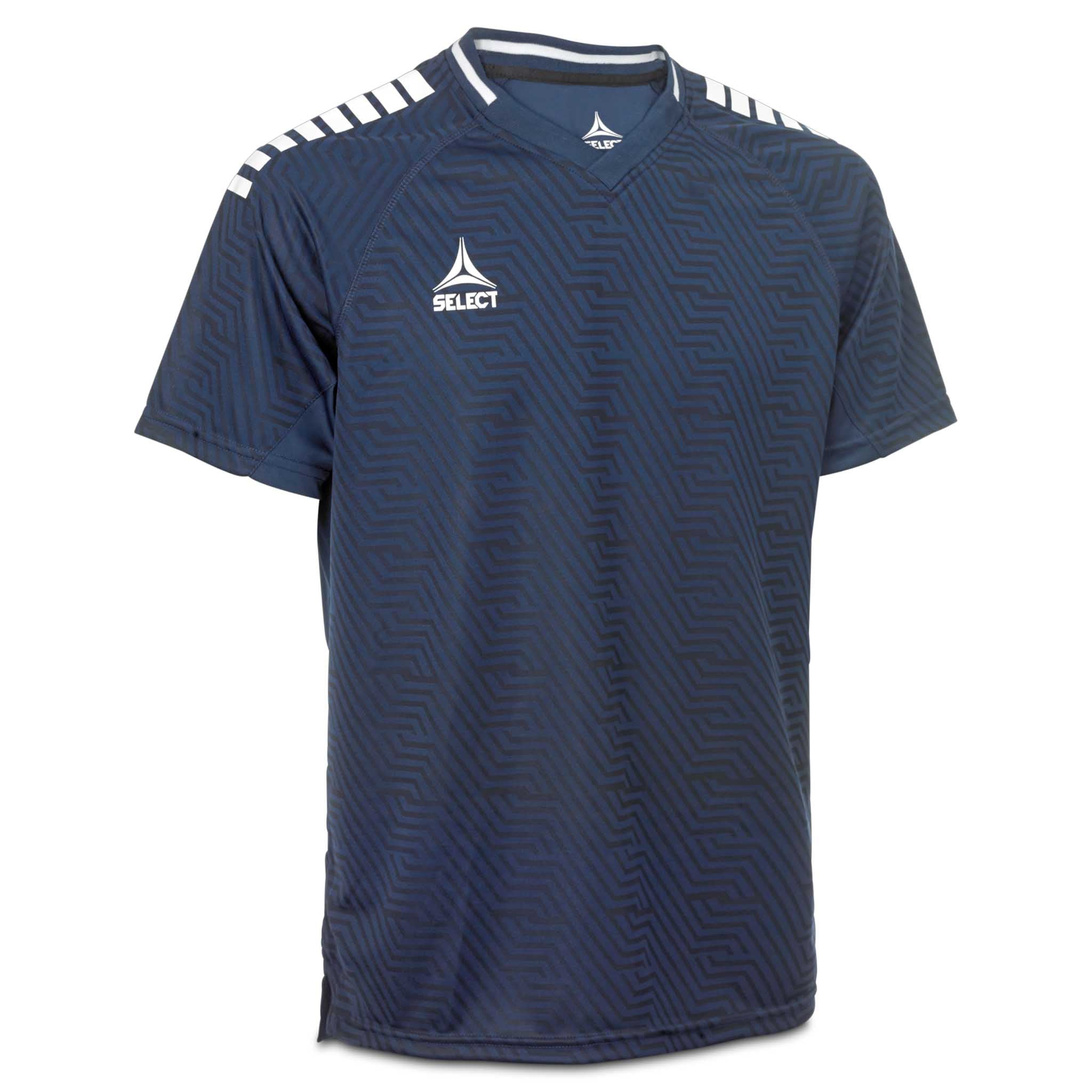 Forside av marineblå og hvit Player shirt S/S Monaco v24, fotball Match & Training wear.