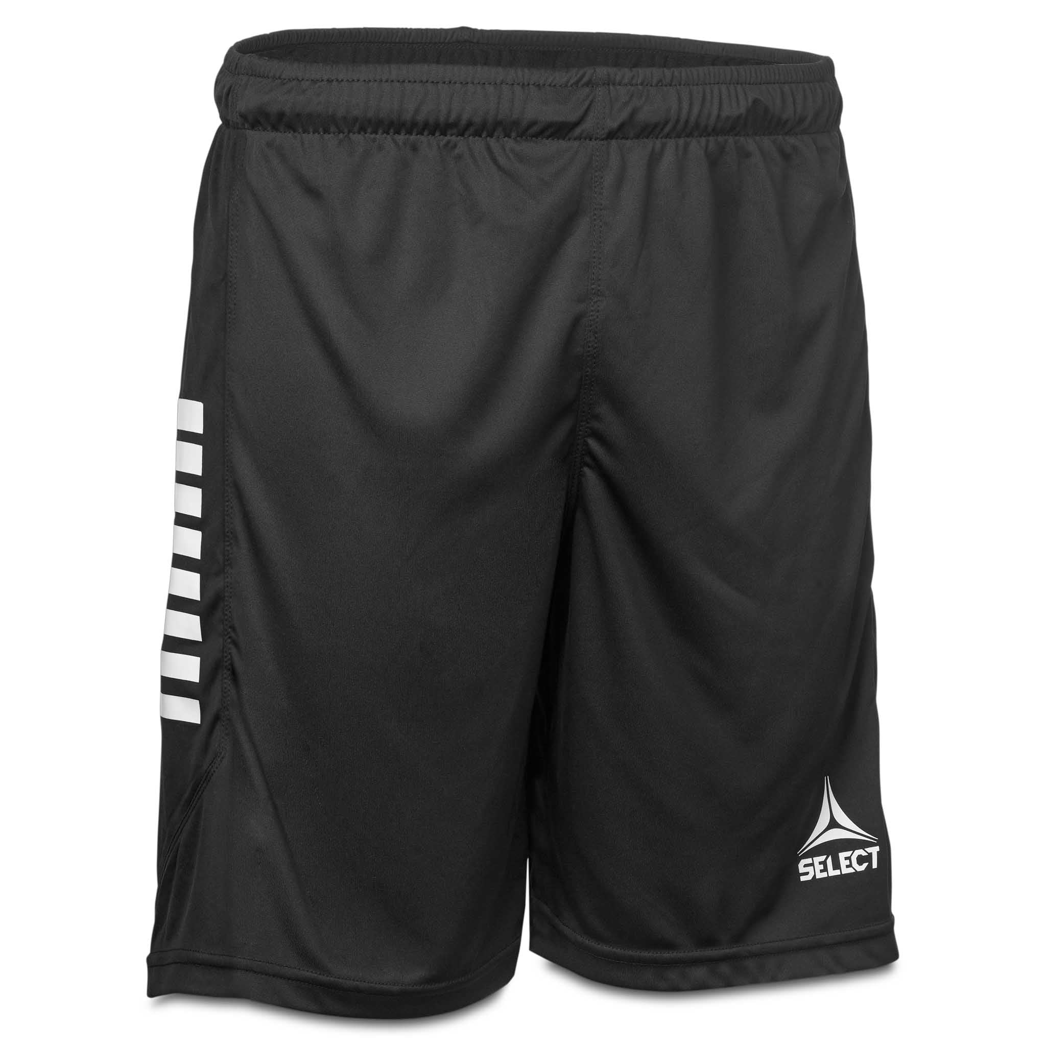 Sorte Player shorts Monaco v24, Kamp- og treningstøy, hvit logo, sett forfra