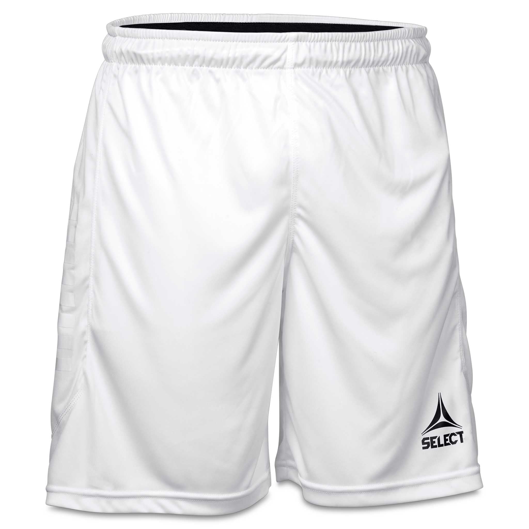 Hvite Player shorts Monaco v24, kamp- og treningstøy, forside med svart Select-logo