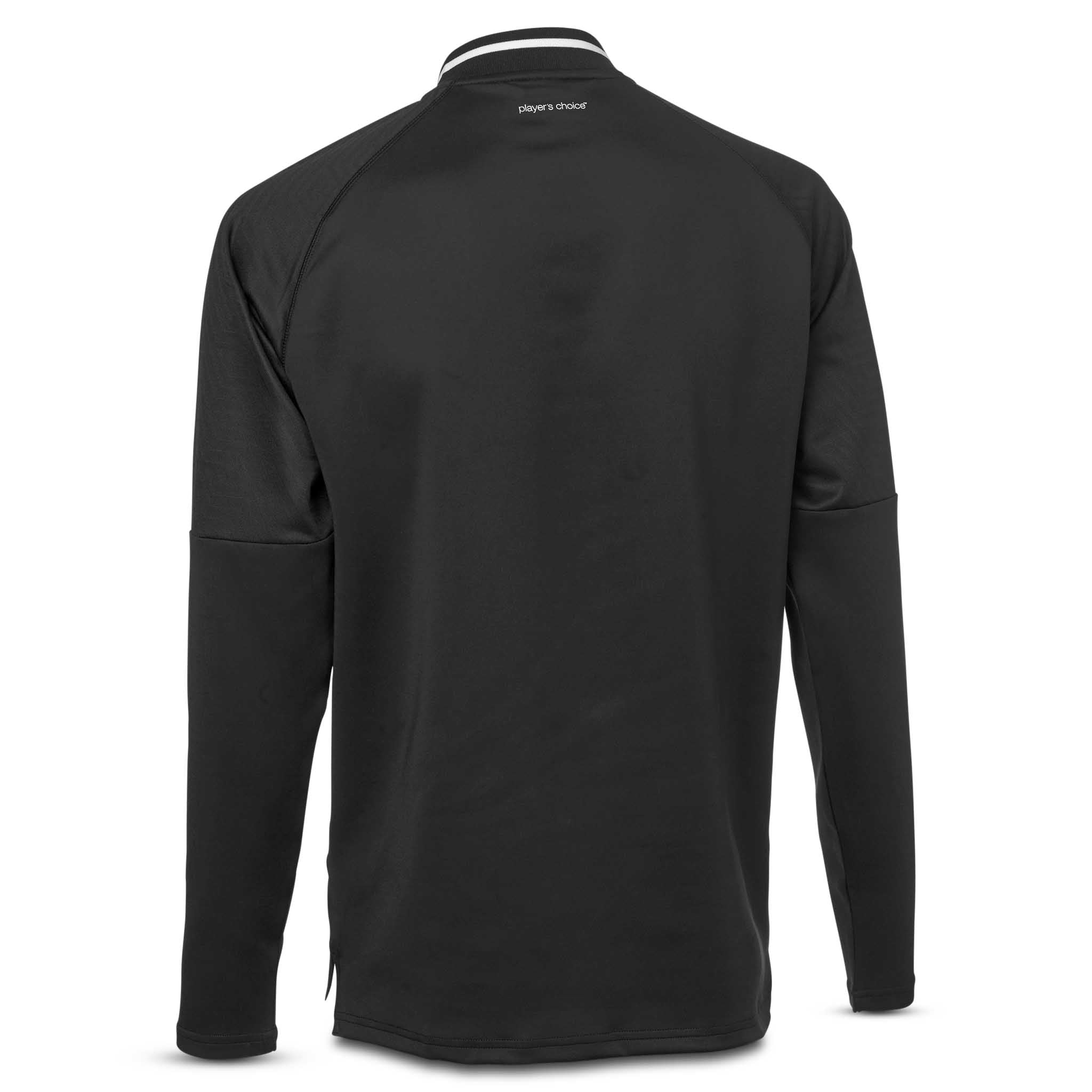Bakside av sort Training sweat 1/2 zip Monaco v24, Match & Training wear med hvit kragedetalj