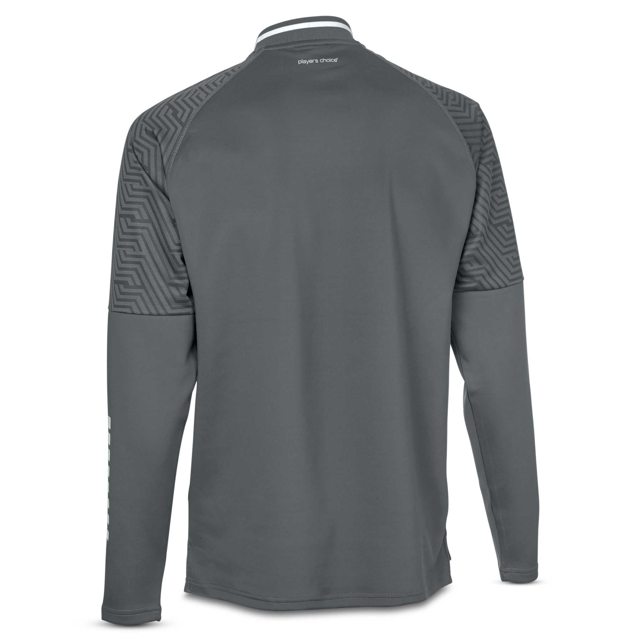 Bakside av grå Training sweat 1/2 zip Monaco v24, Match & Training wear med mønstrede skuldre.
