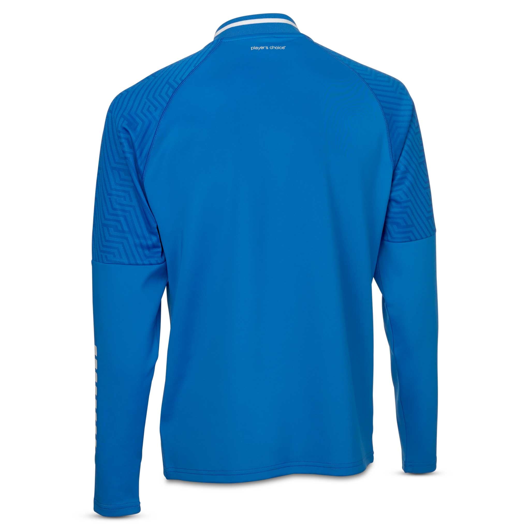 Bakside av blå og hvit Zip jacket Monaco v24, fotball Match & Training wear