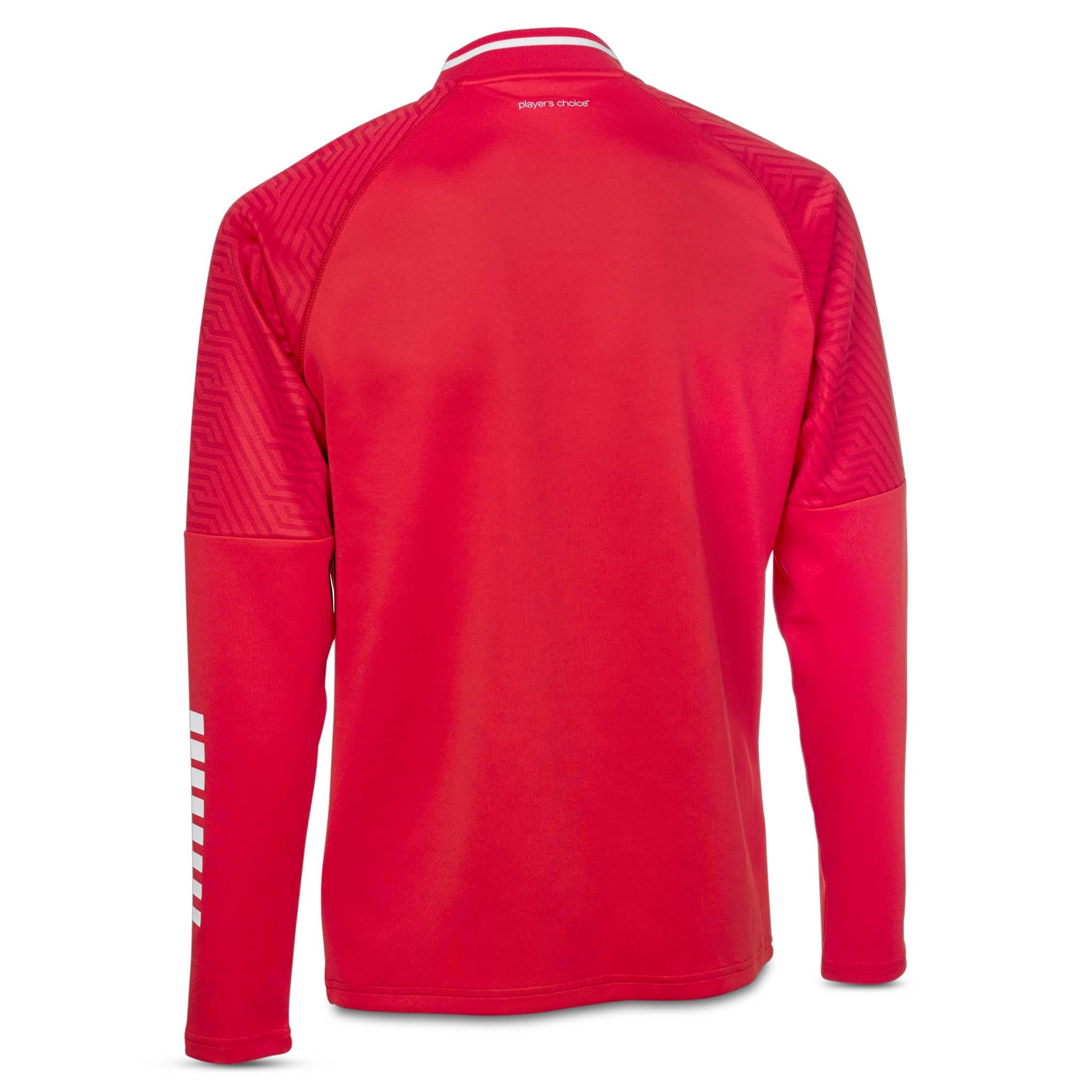 Bakside av rød og hvit Zip jacket Monaco v24, Match & Training wear for fotball.