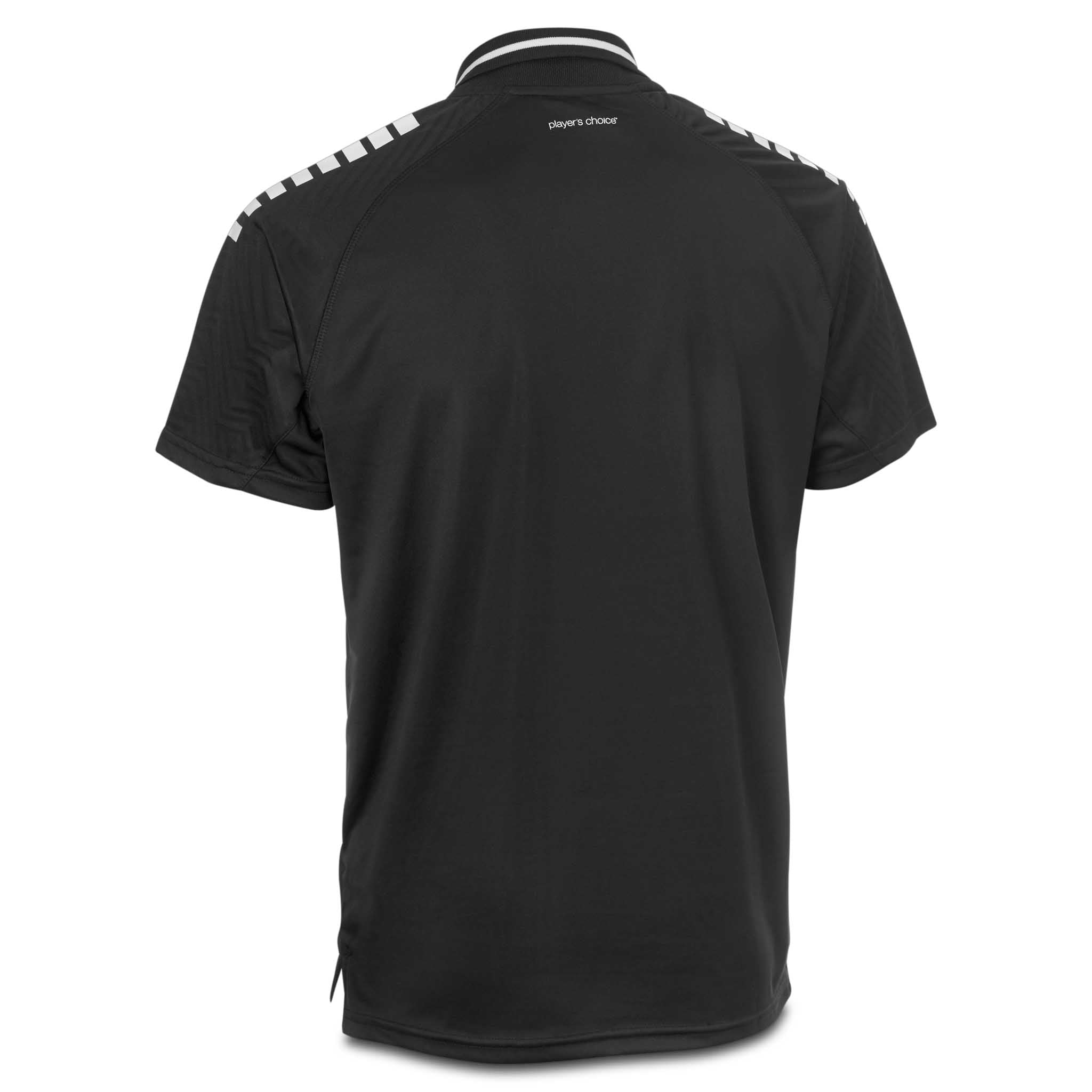 Svart og hvit Technical Polo Monaco v24 fritidsklær, bakside, fotball.