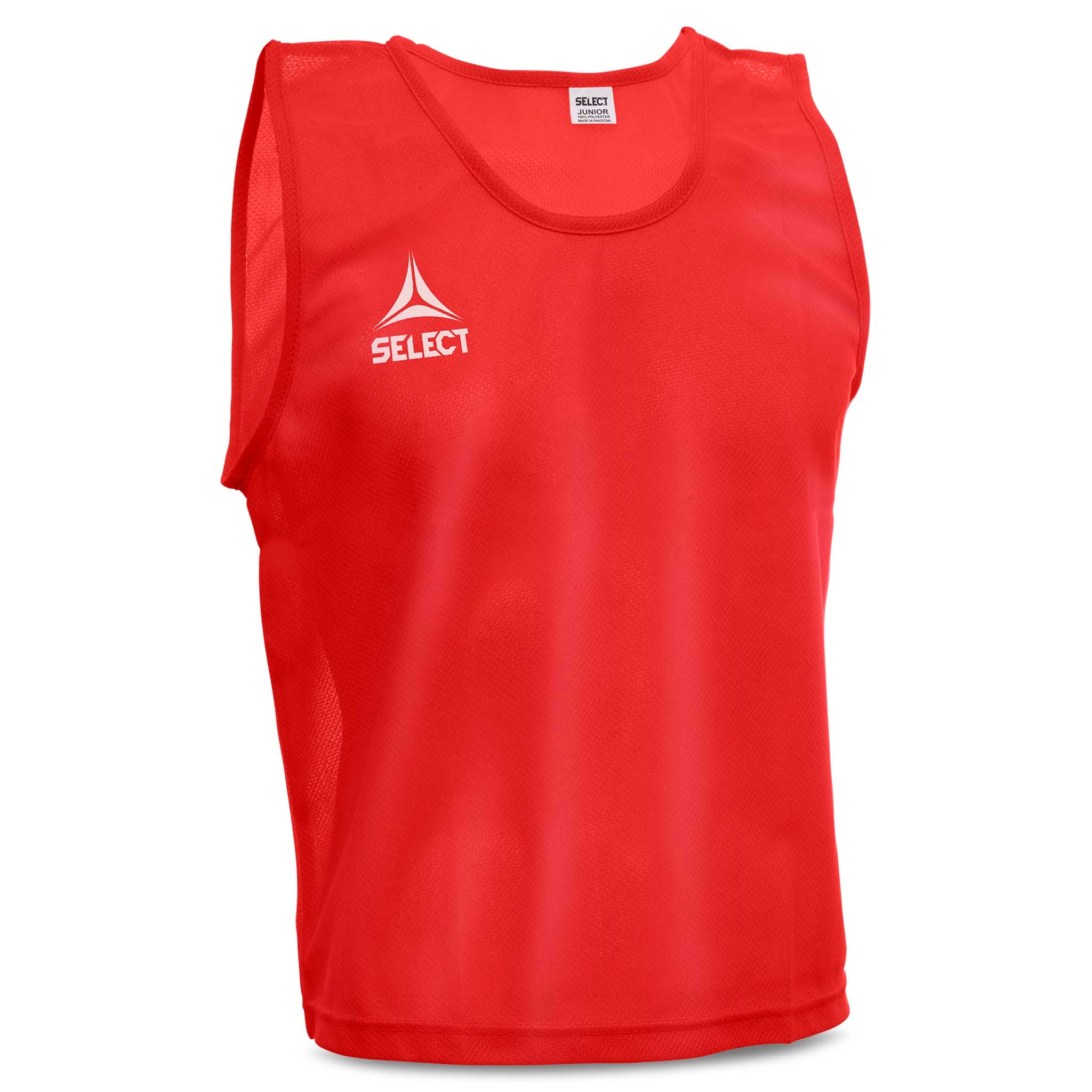 Forside av rød Bib Basic Select treningsvest, Tilbehør, med hvit Select-logo.