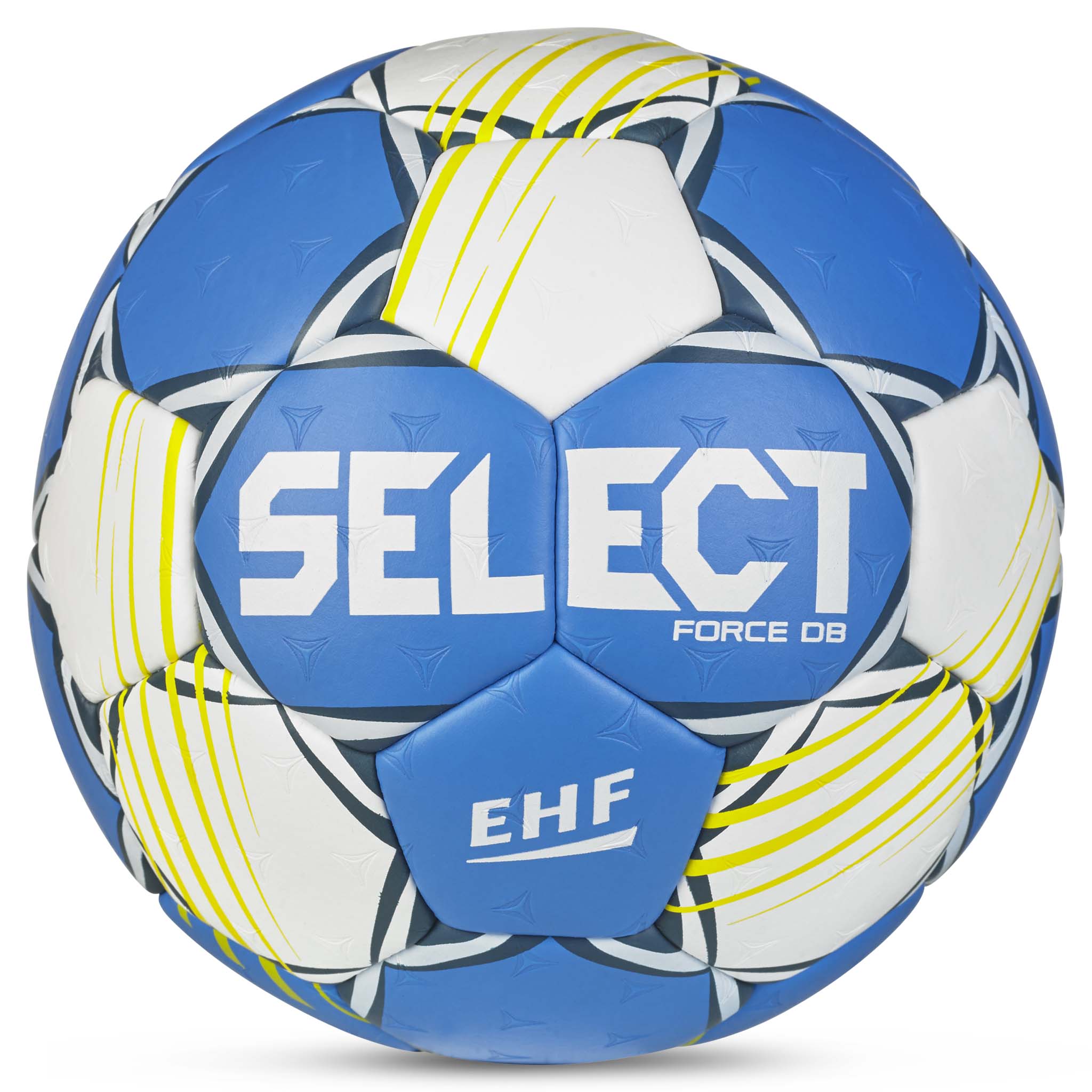Force DB v25 håndball, forside, i blått, hvitt og gult.