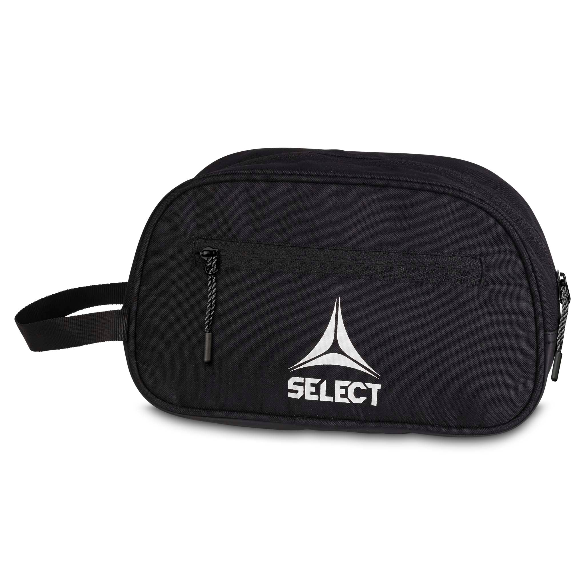 Svart Medicalbag small v25, sports care-bag med glidelås og hvit logo, sett bakfra.
