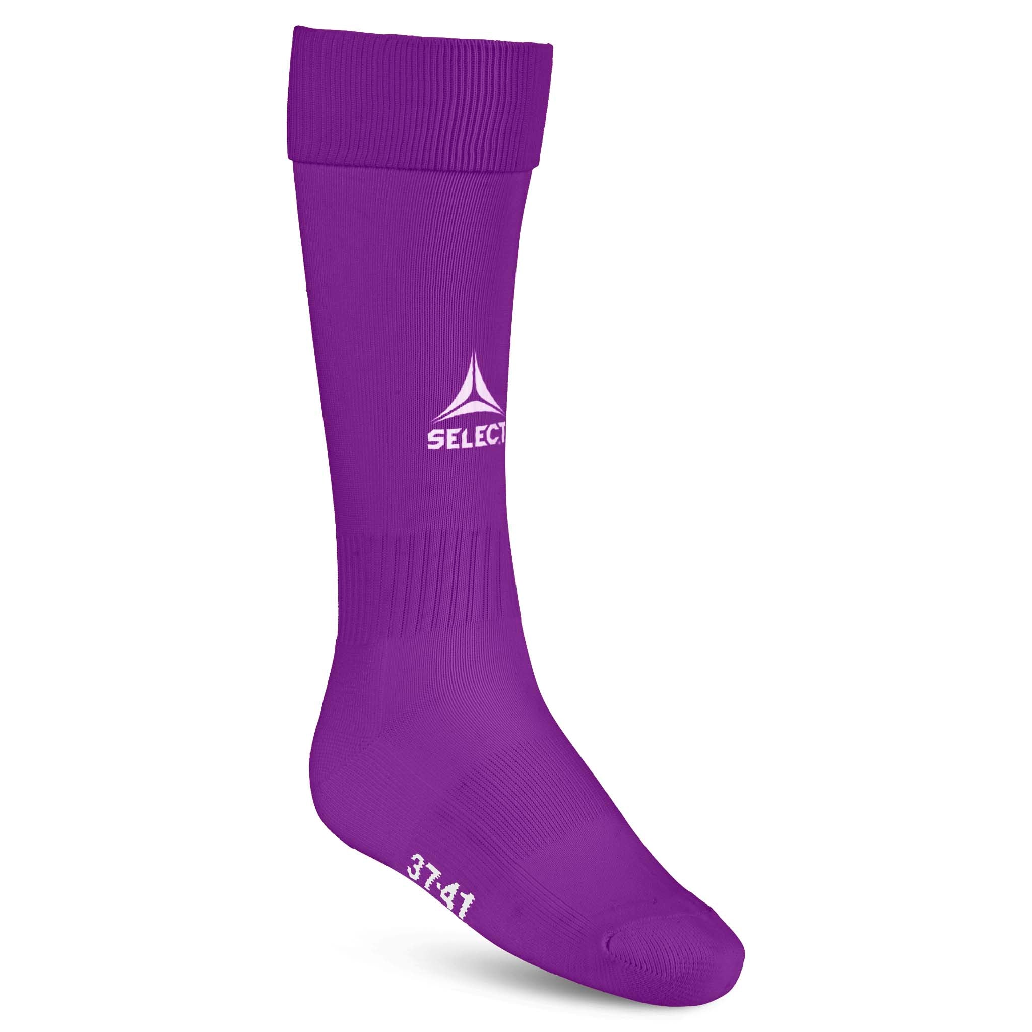 Lilla Football socks Elite, tilbehør, sett forfra med hvit logo og størrelse 37-41.