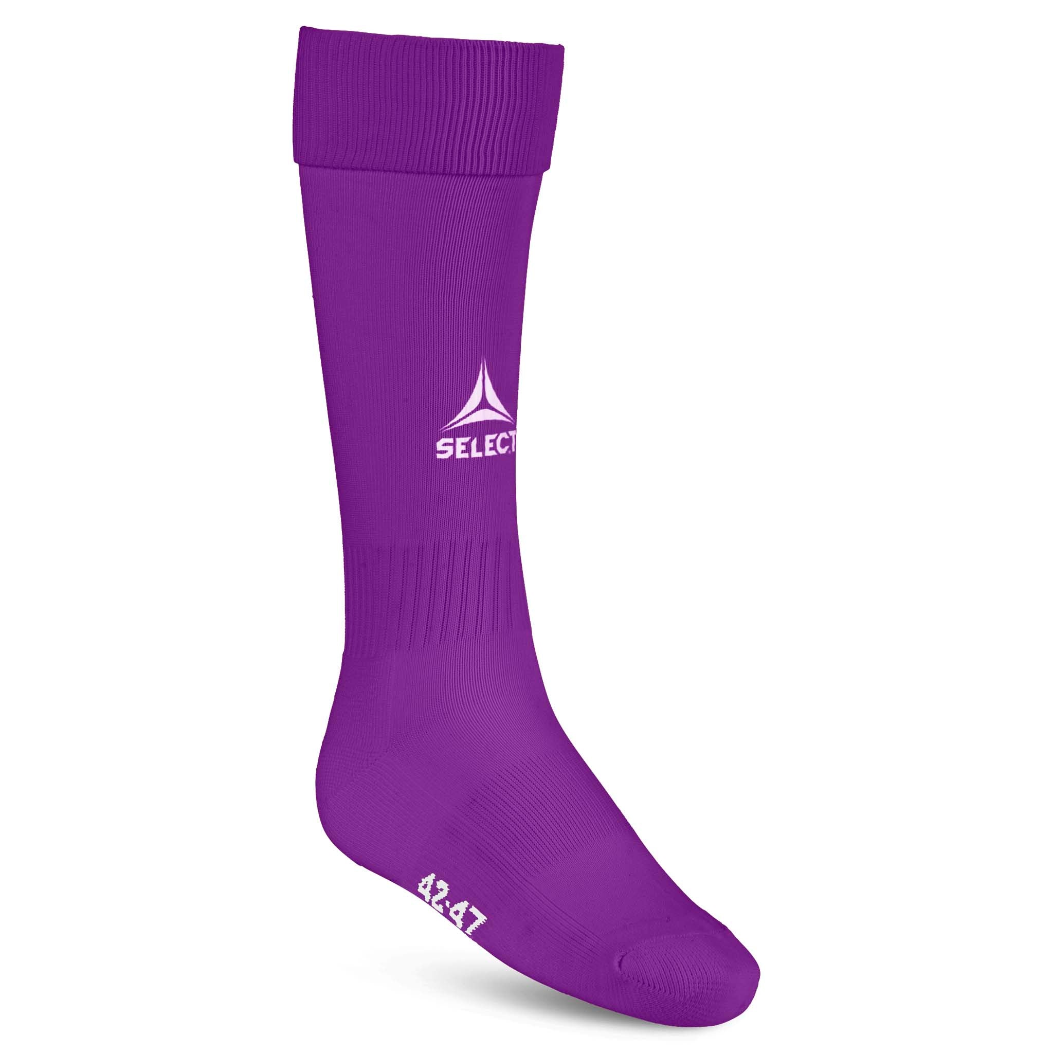 Lilla Football socks Elite, sett forfra. Tilbehør med hvit logo og størrelse 42-47.