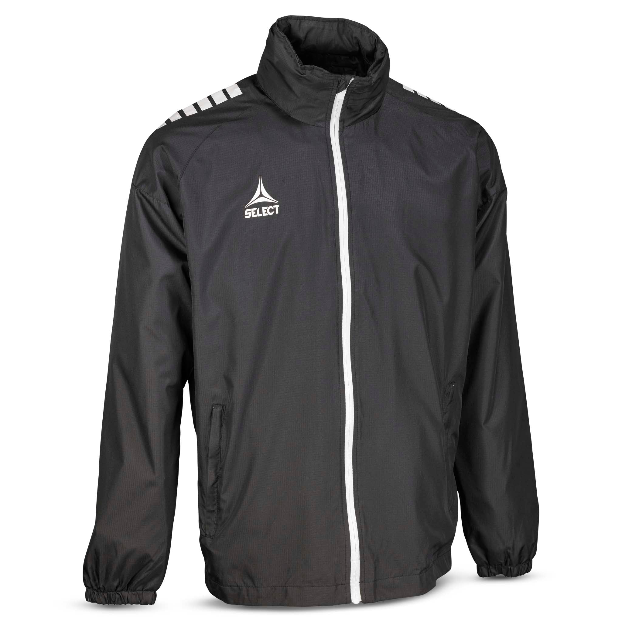 Forside av sort og hvit Training jacket Spain v25, Match & Training wear med glidelås.
