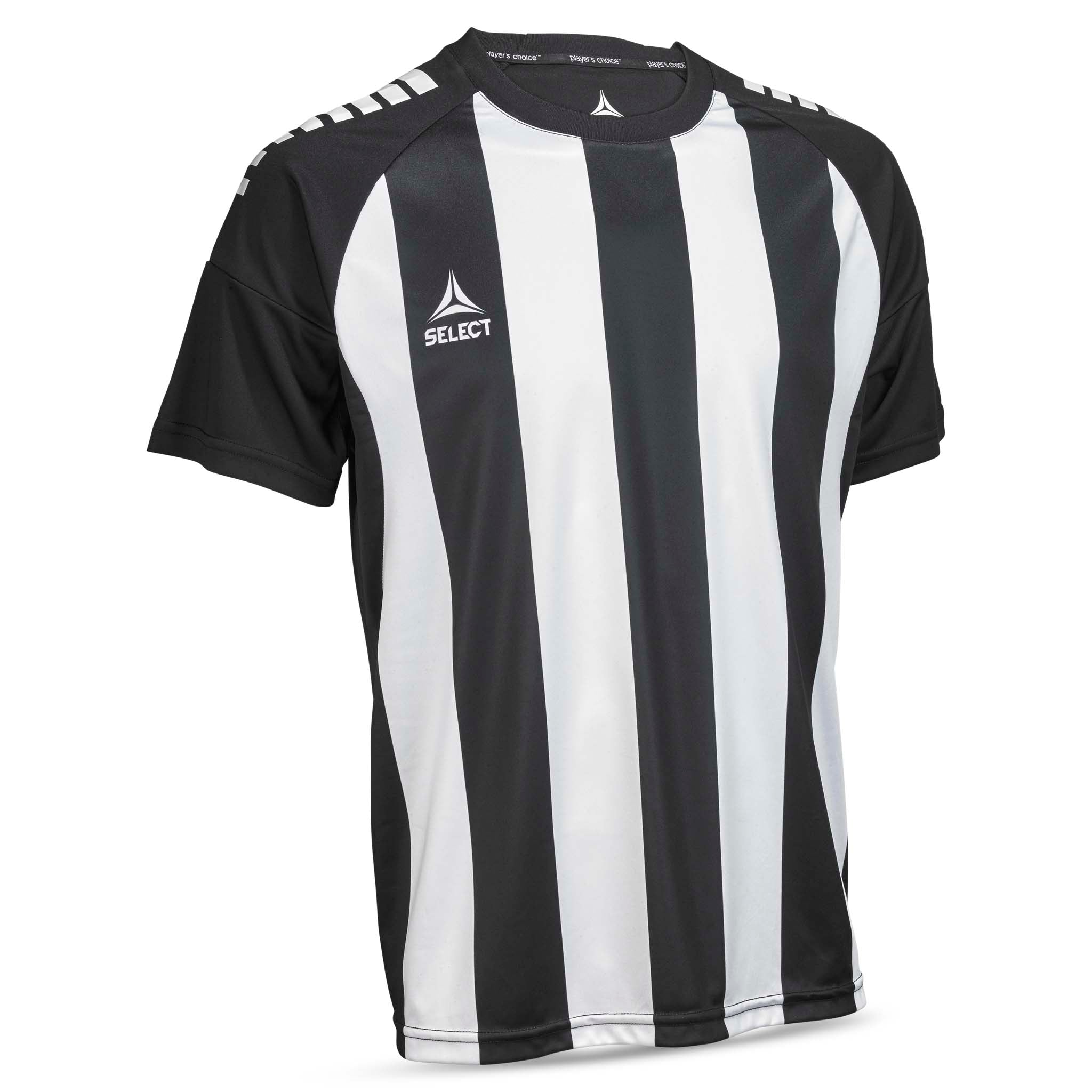 Forfra av Player shirt S/S Spain striped v25, sort-hvit stripet fotball Match & Training klær