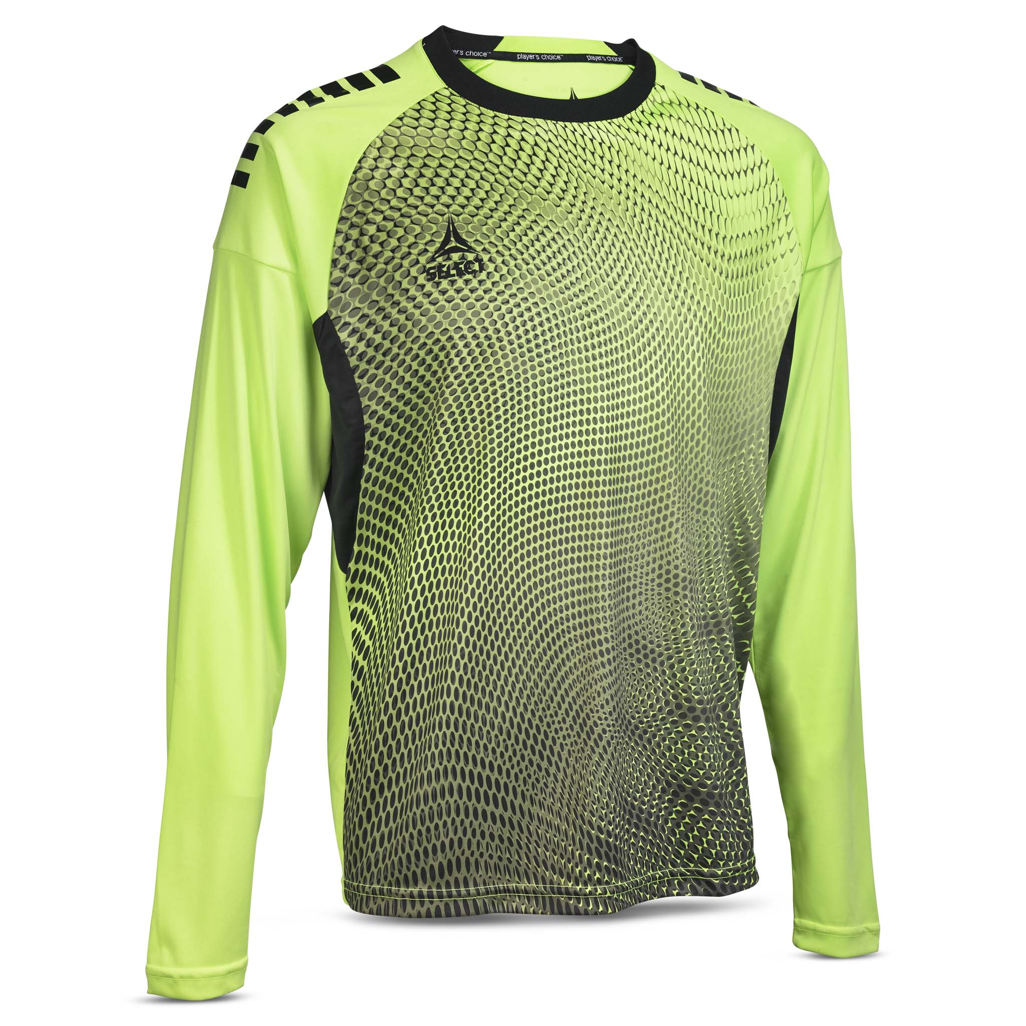 Forfra av limegrønn og sort Goalkeeper shirt Spain v25, fotball keeperklær med lange ermer.