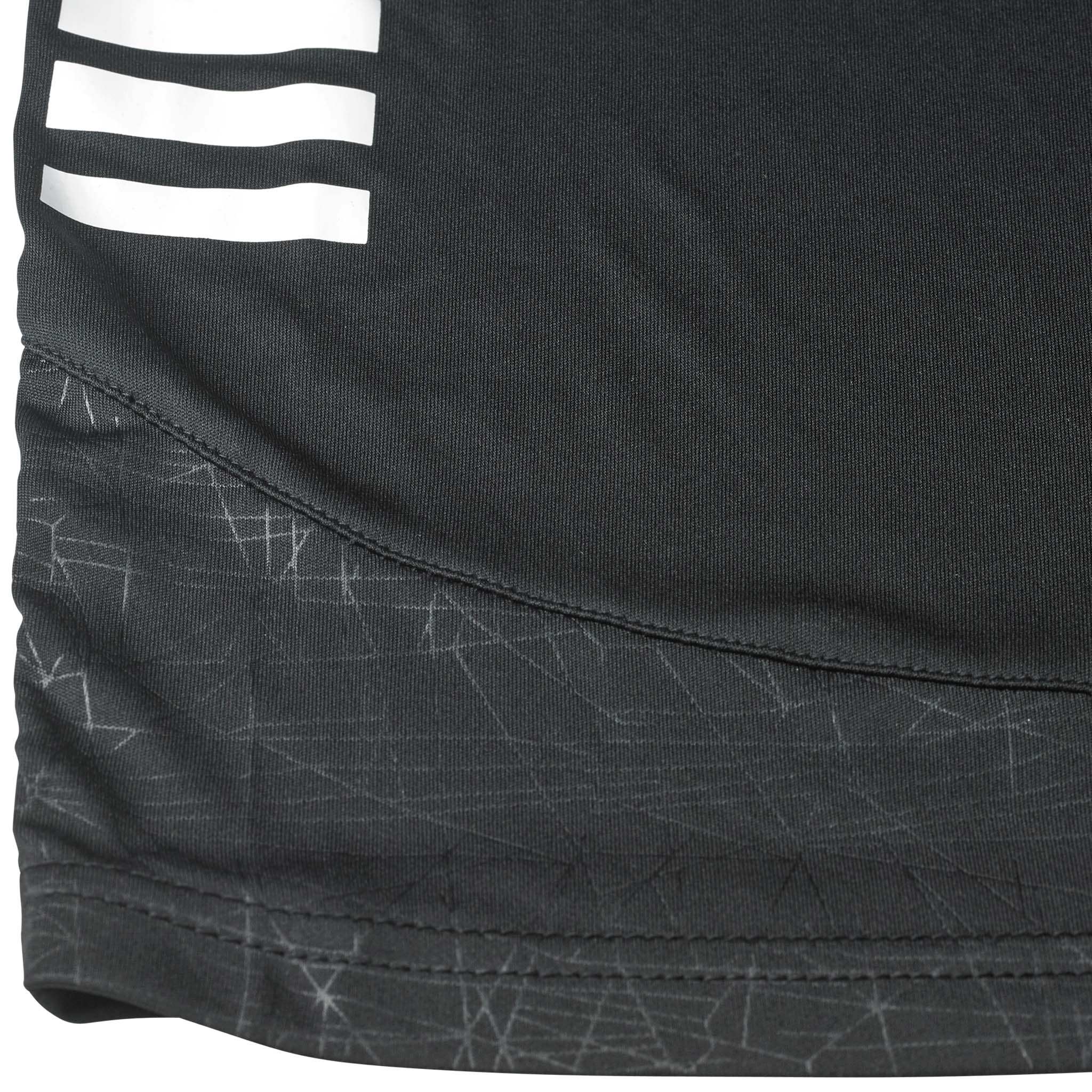 Nærbilde av Player shorts Spain v25, Match & Training wear, sort stoff med hvite striper og grått mønster.