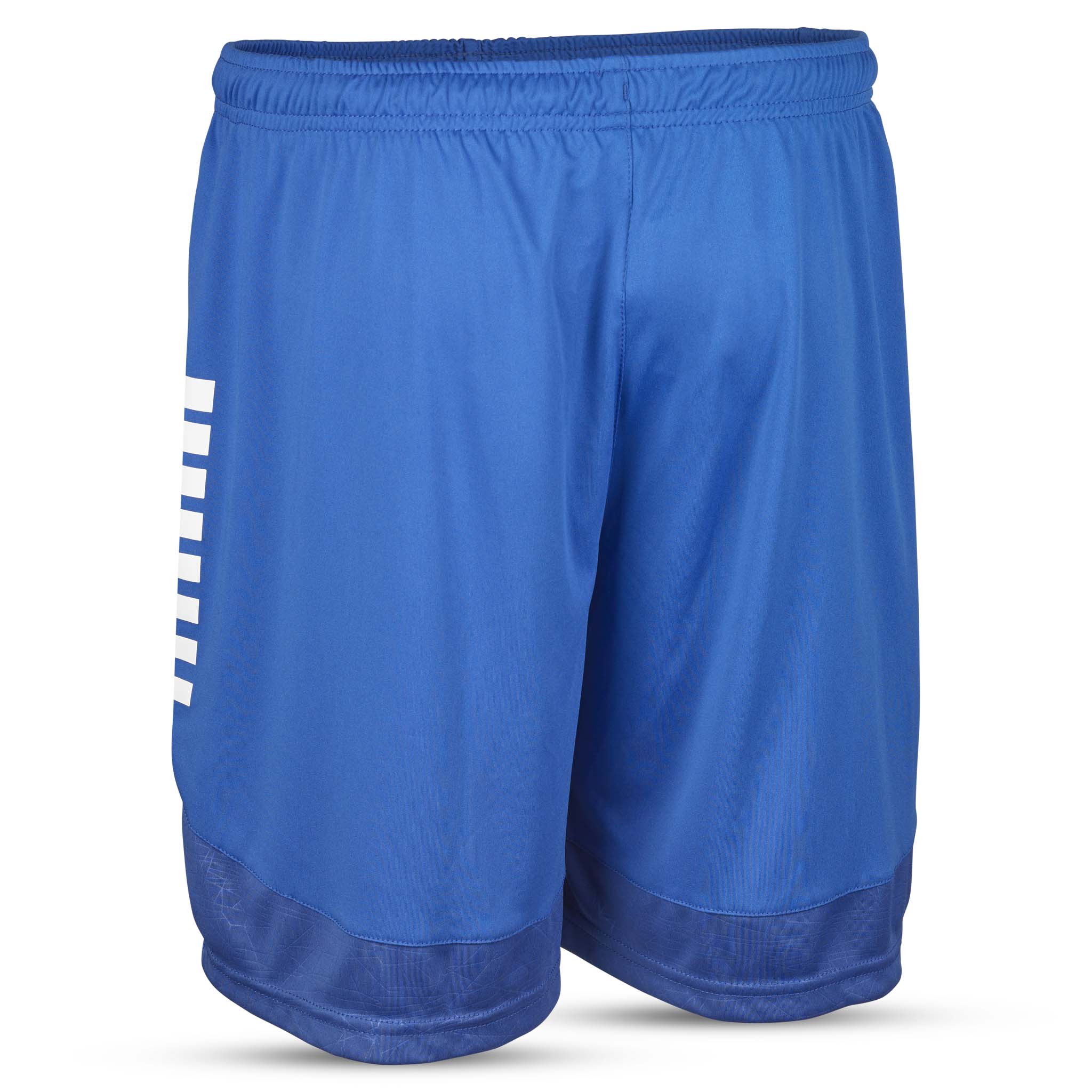 Blå Player shorts Spain v25 med hvite striper, Match & Training wear, sett bakfra.