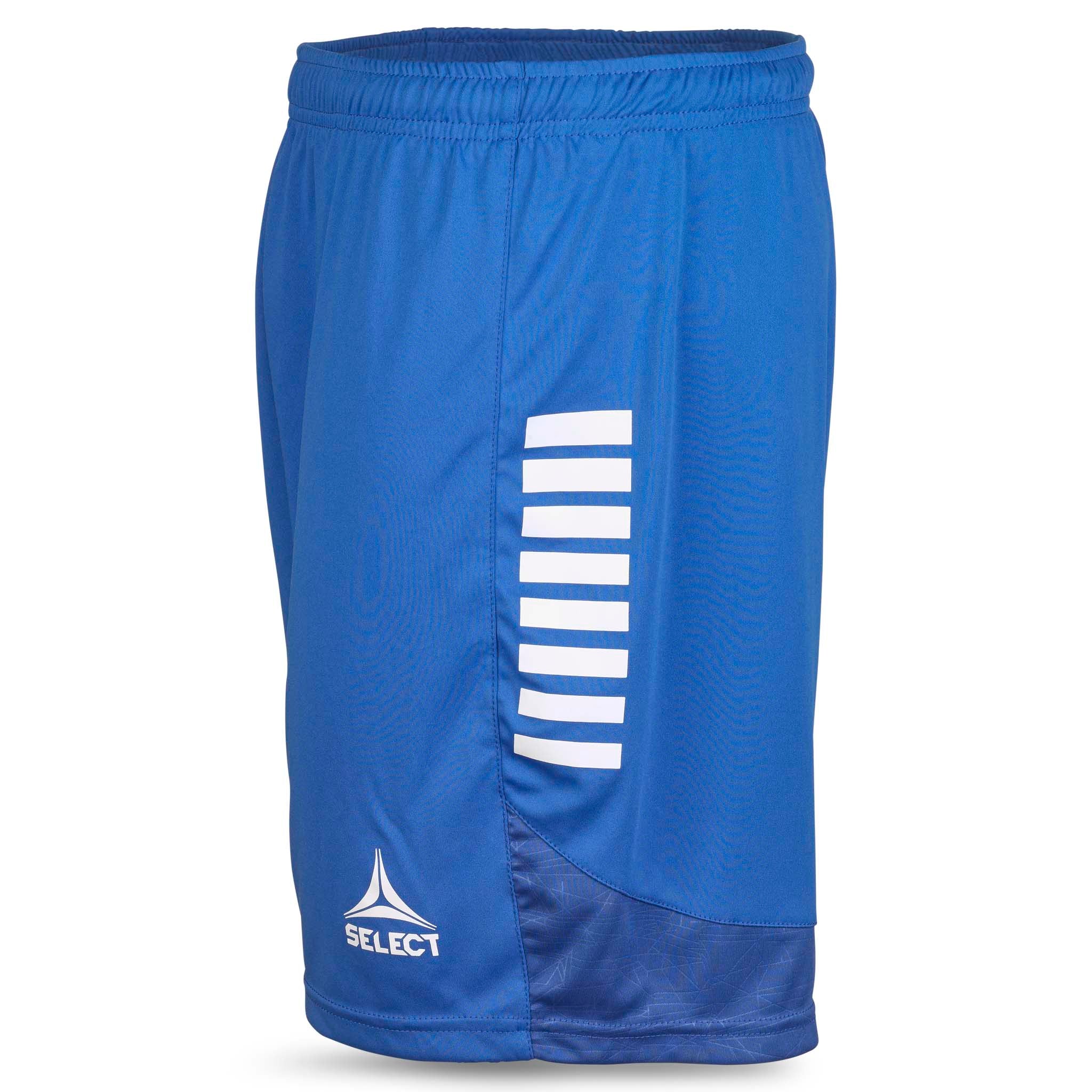 Blå Player shorts Spain v25, Match & Training wear, sett fra venstre side med hvite striper og Select-logo.