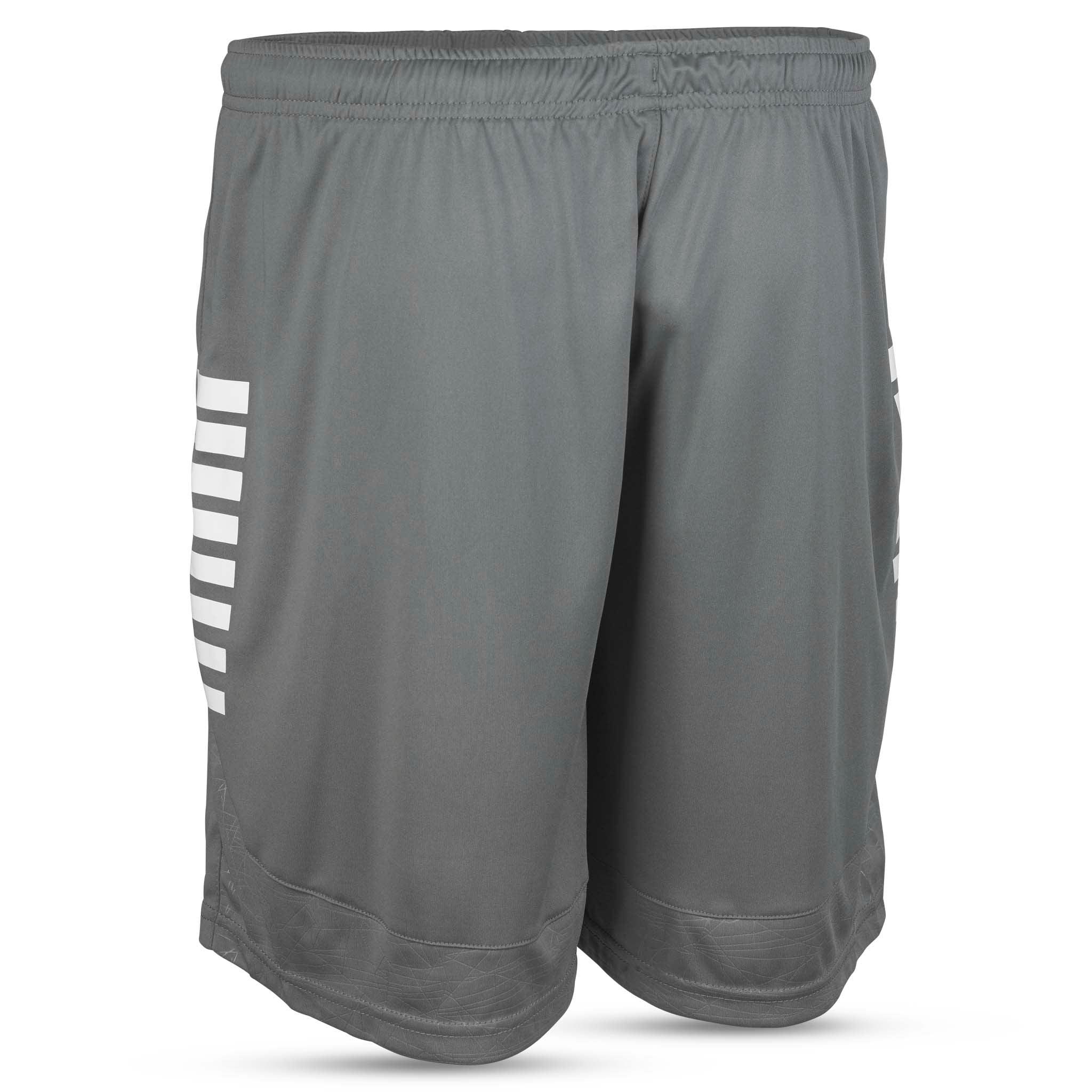 Grå Player shorts Spain v25, hvite striper, bakside. Fotball Match & Training klær.