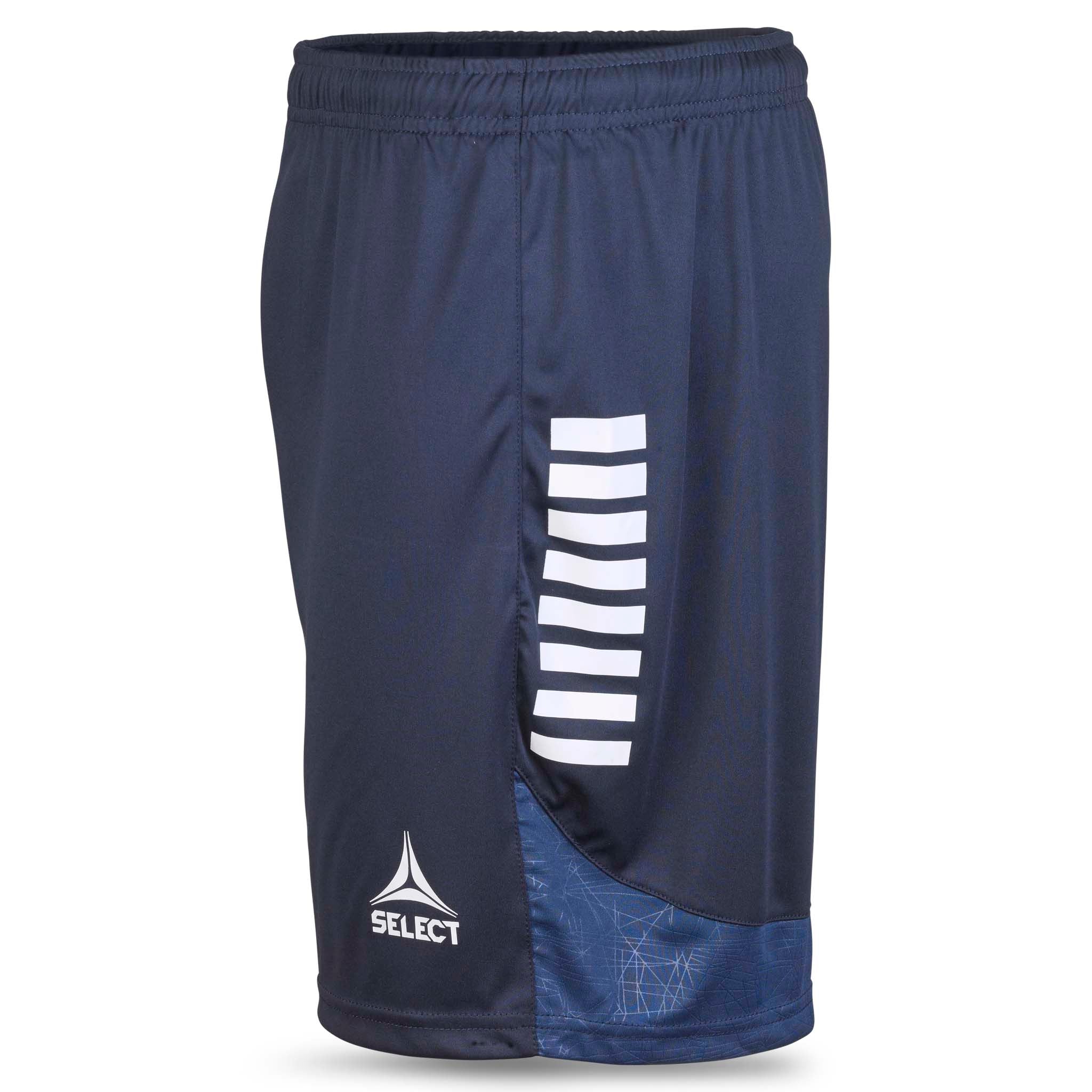 Player shorts Spain v25, marineblå med hvite detaljer, sett fra venstre. Match & Training klær fotball.