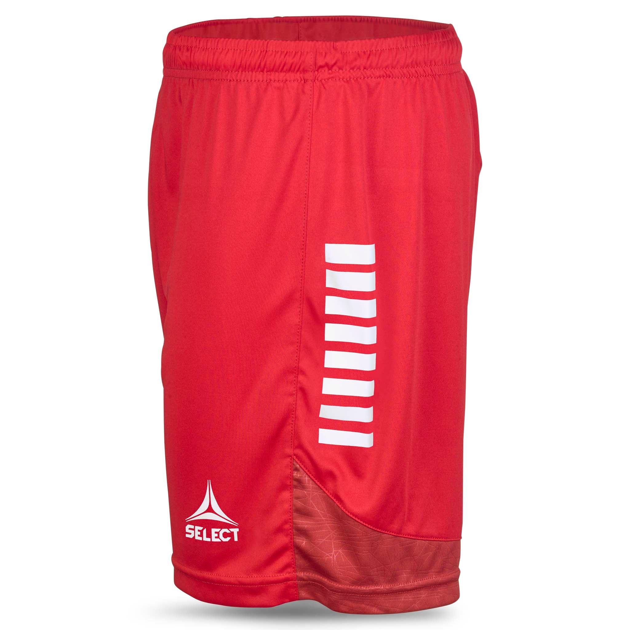 Røde Player shorts Spain v25, Match & Training wear, hvite striper og logo, sett fra venstre