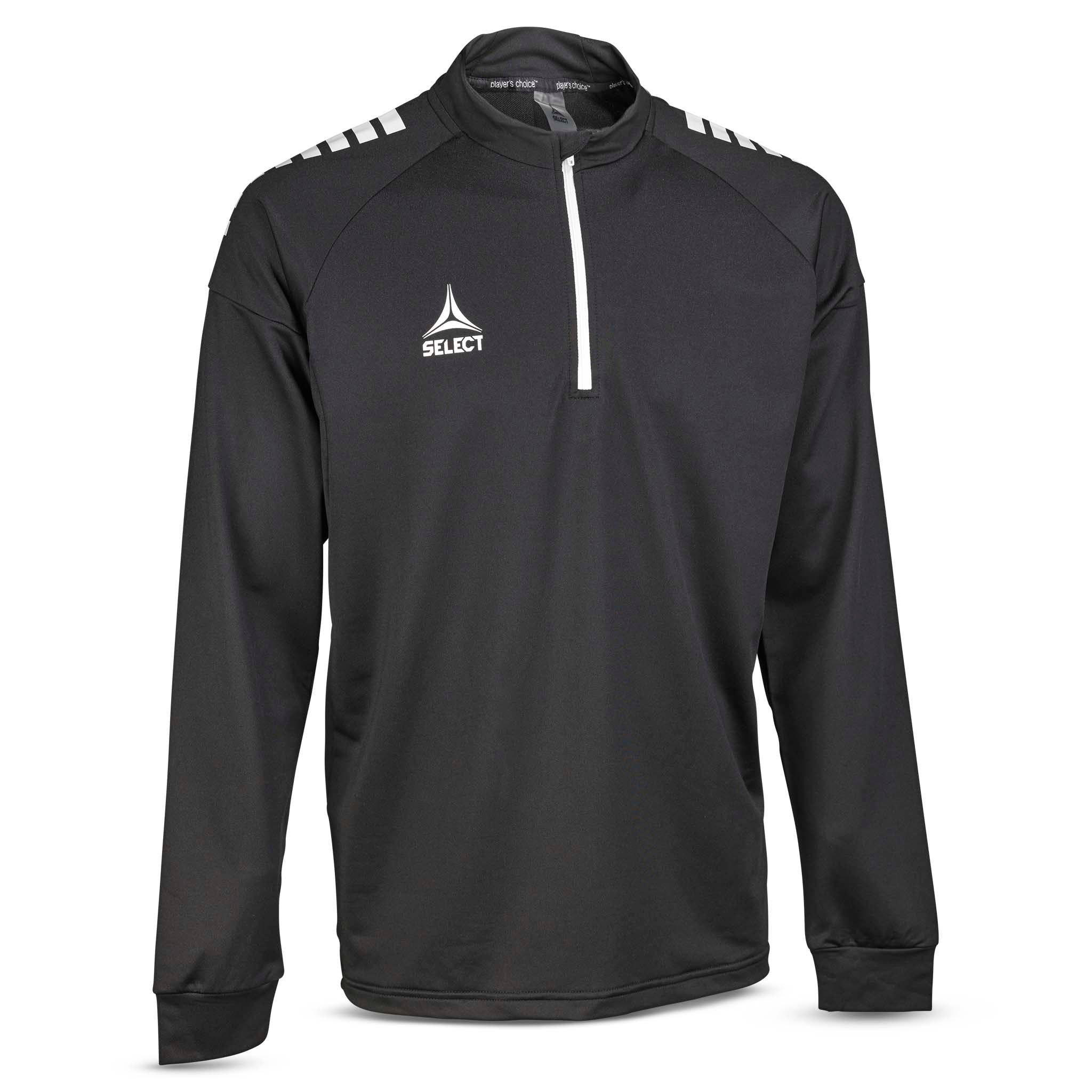 Forside av sort og hvit Training sweat 1/2 zip Spain v25, kamp- og treningstøy