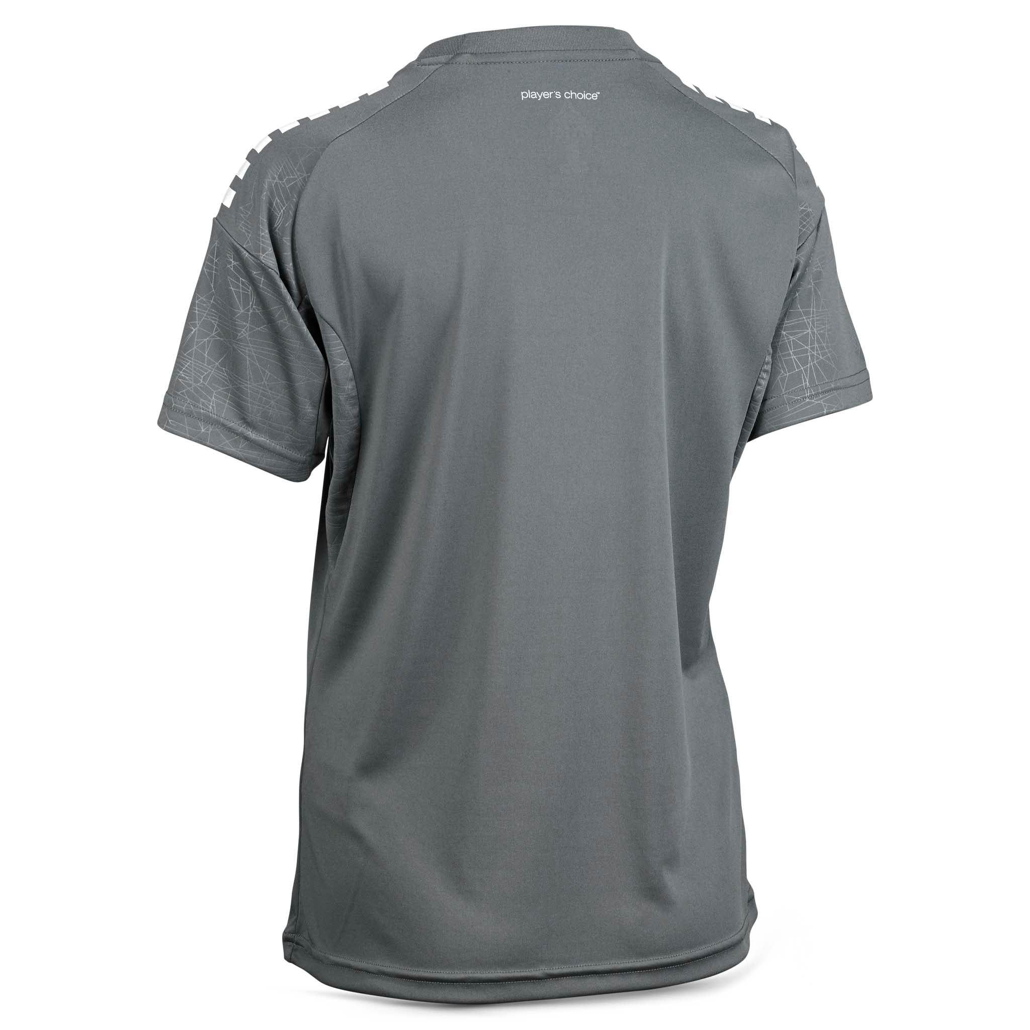 Bakside av grå Player shirt S/S Spain woman v25, fotball Match & Training wear med strukturert skulder.