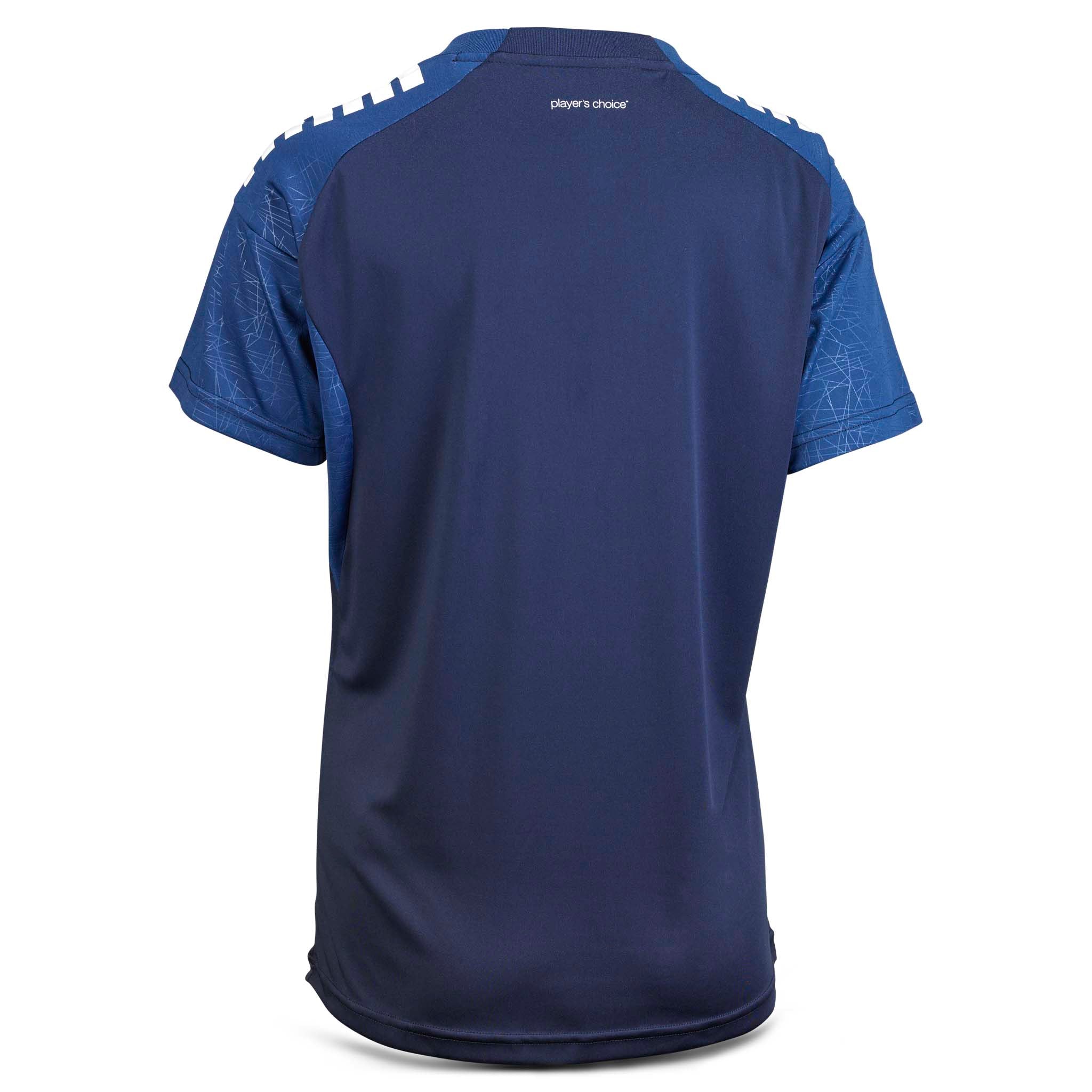 Player shirt S/S Spain woman v25, marineblå med blå mønstrede ermer, Match & Training-klær, bakside