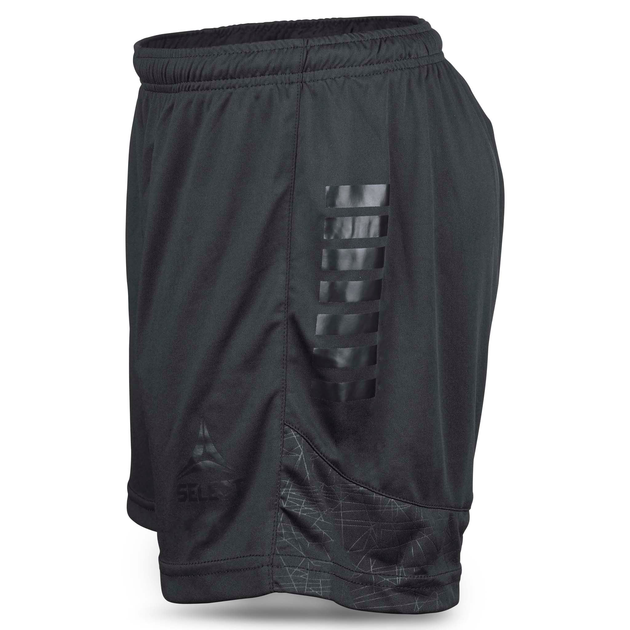 Svarte Player shorts Spain woman v25, Match & Training wear, sett fra høyre side med tone-i-tone stripedetalj