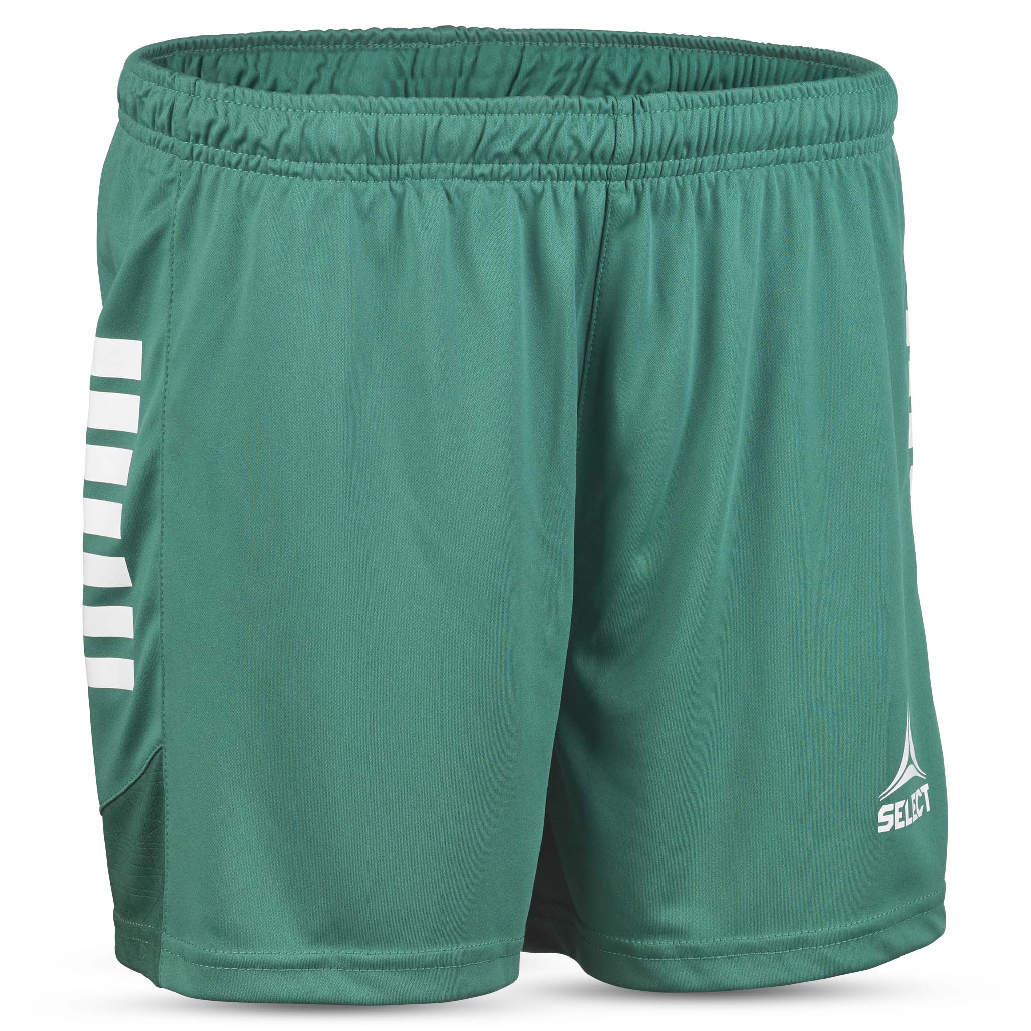 Grønne Player shorts Spain woman v25, Match & Training-tøy, sett forfra med hvit stripe og logodetalj
