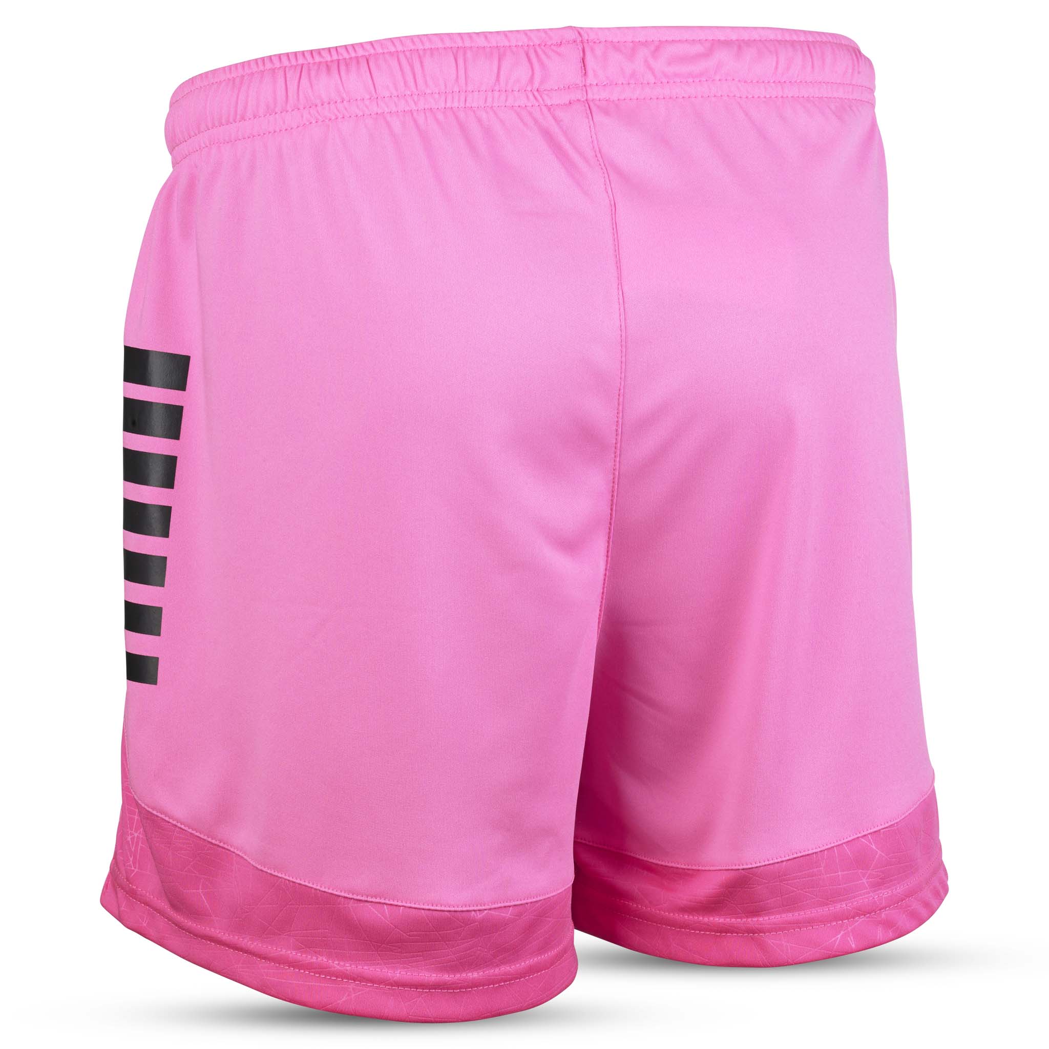 Player shorts Spain woman v25, rosa med svarte striper, Kamp- og treningstøy, sett bakfra