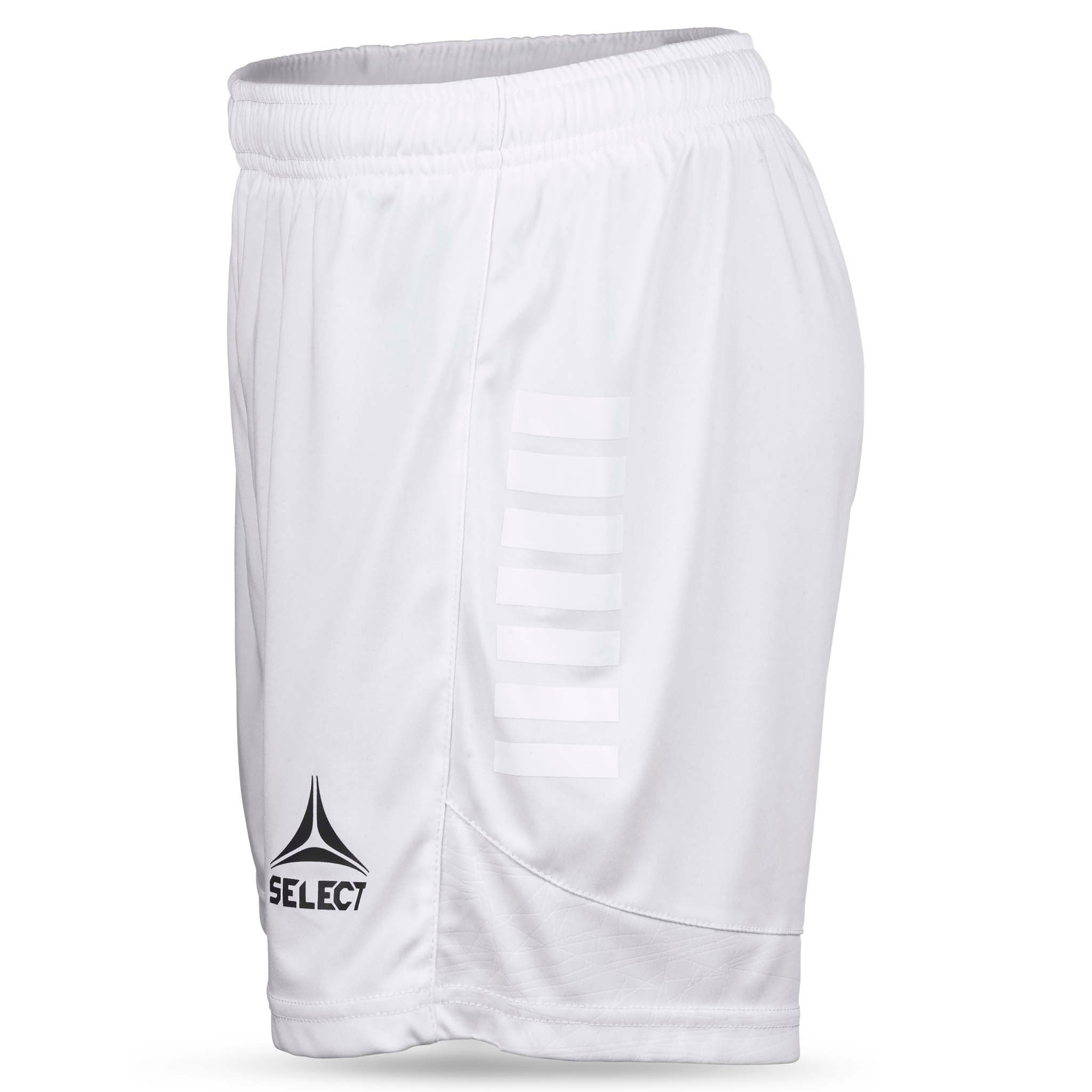Hvite Player shorts Spain woman v25, sett fra høyre side, fotball Match & Training wear med Select-logo.