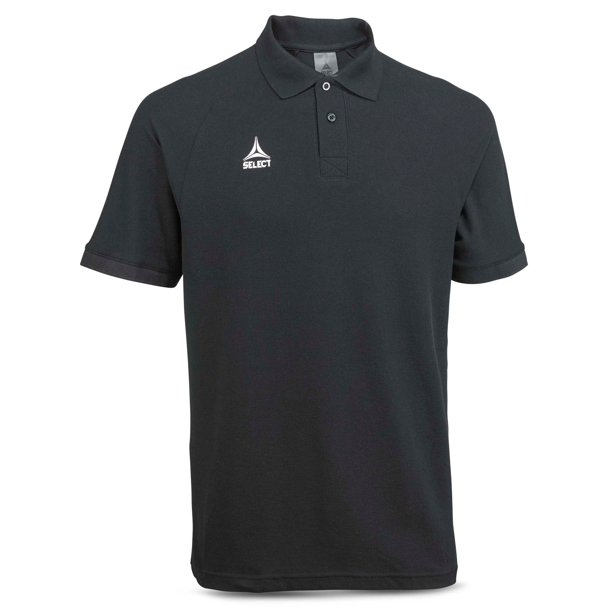 Svart Polo t-skjorte Oxford v25, fritidsklær, forsidevisning med krage og knapper.