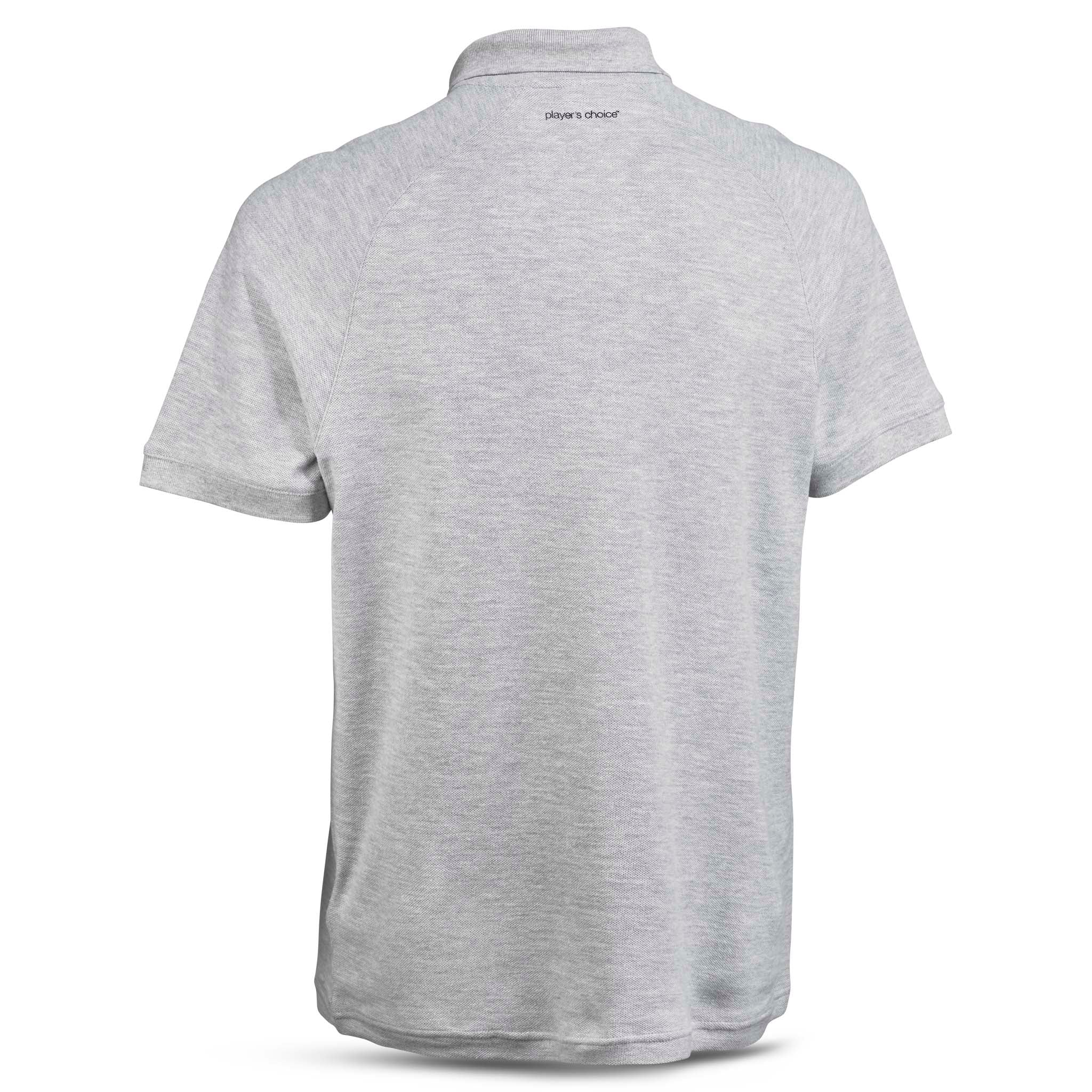 Grå Polo t-skjorte Oxford v25, fritidsklær, sett bakfra.
