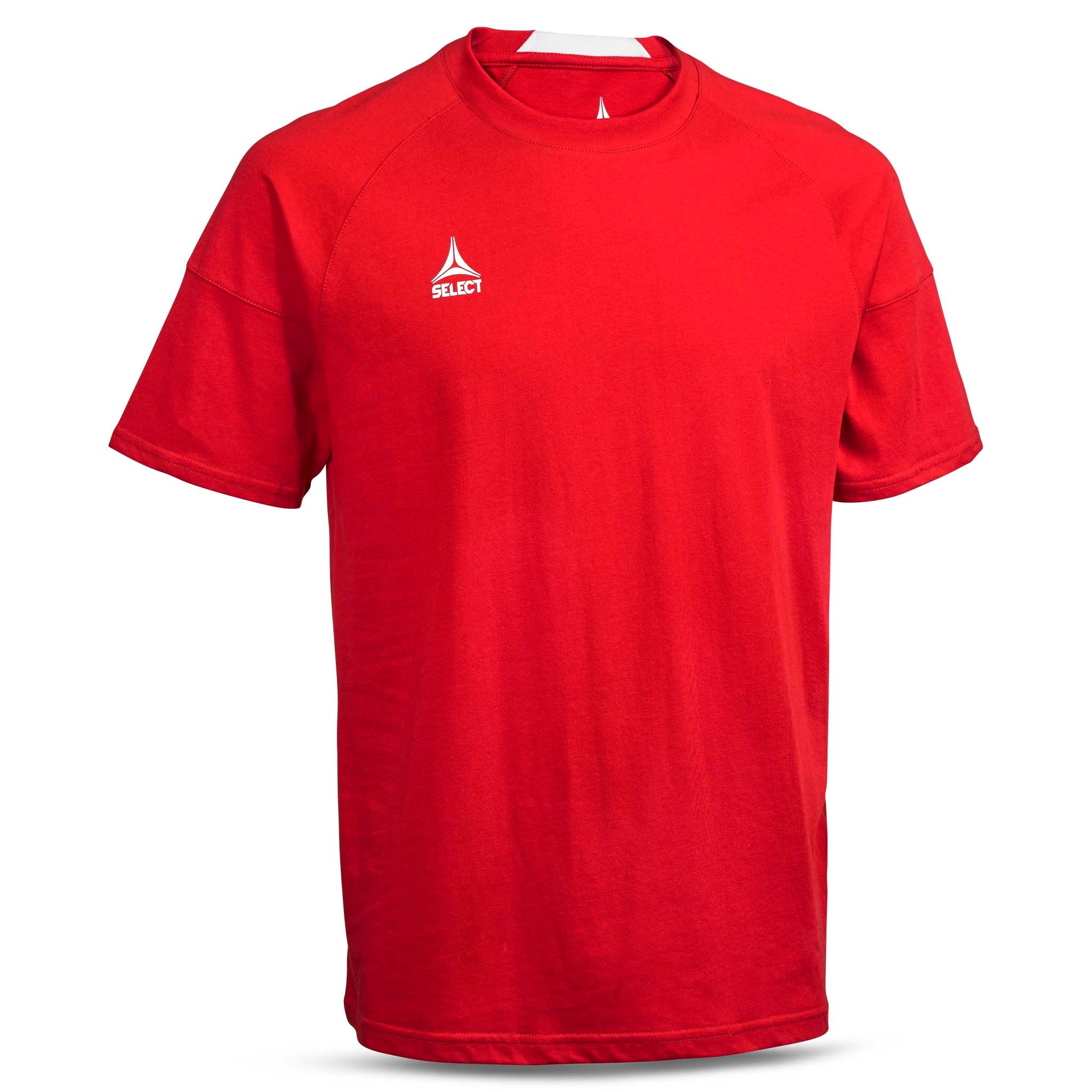 Rød T-Shirt Oxford v25 fritidsklær, forside med hvit logo på brystet.