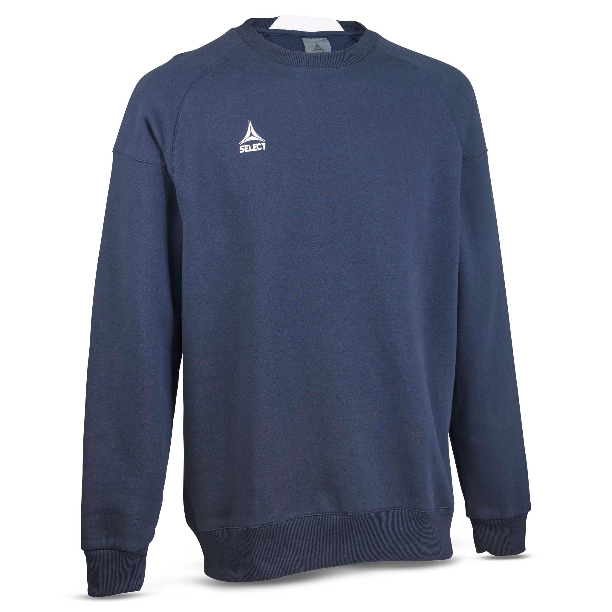 Marineblå Sweat Oxford v25 fritidsgenser, sett forfra med hvit logo på brystet