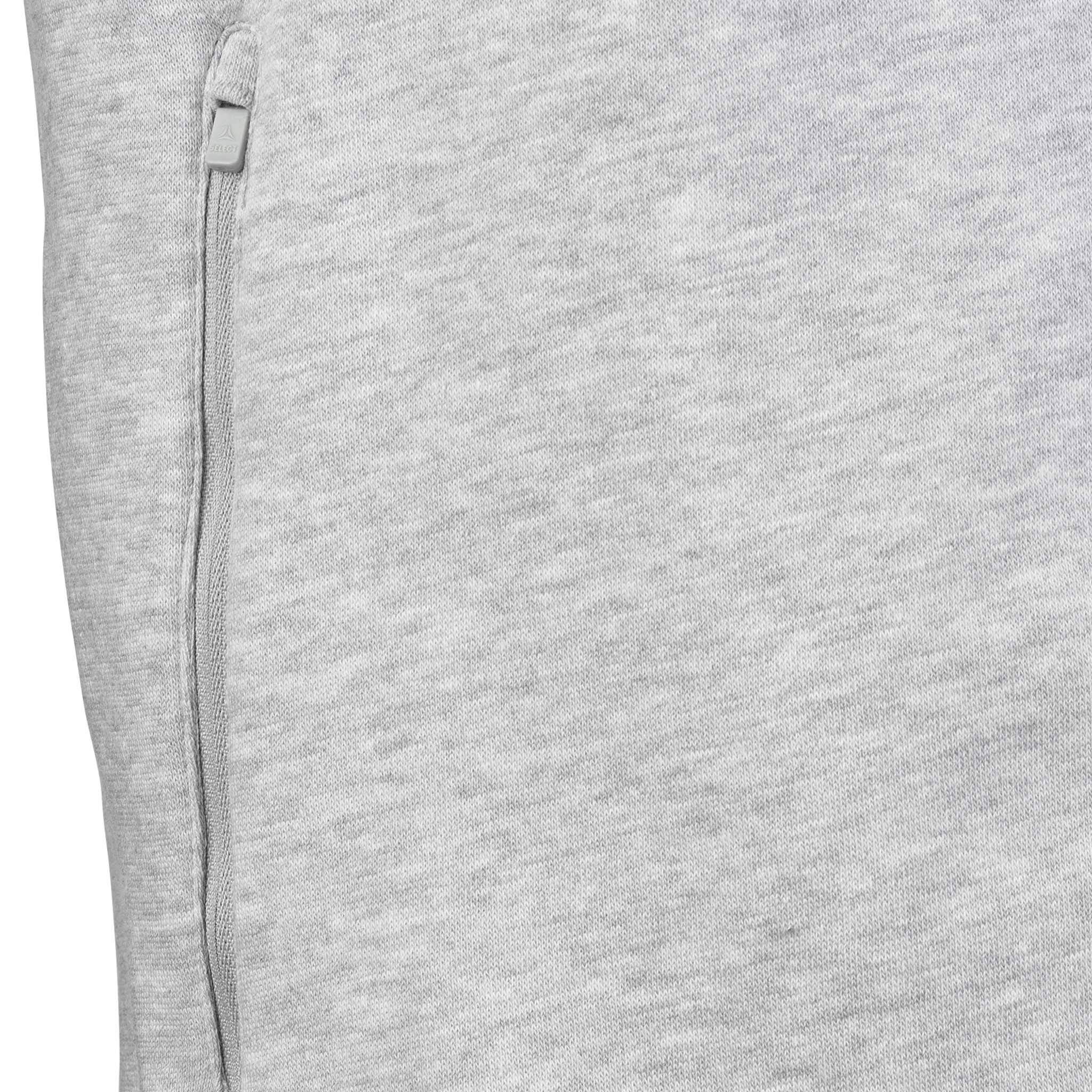 Nærbilde av grå Zip jacket Oxford v25 fritidsklær, viser glidelåslomme-detalj på melert stoff