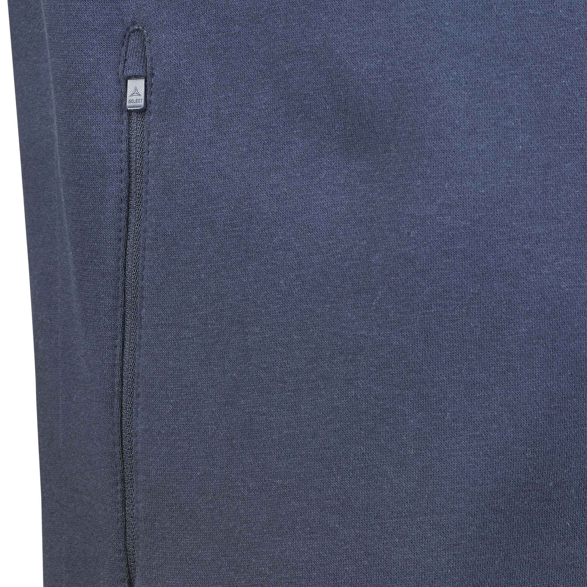 Nærbilde av marineblå Zip jacket Oxford v25 fritidsklær, viser glidelåsdetalj og stofftekstur
