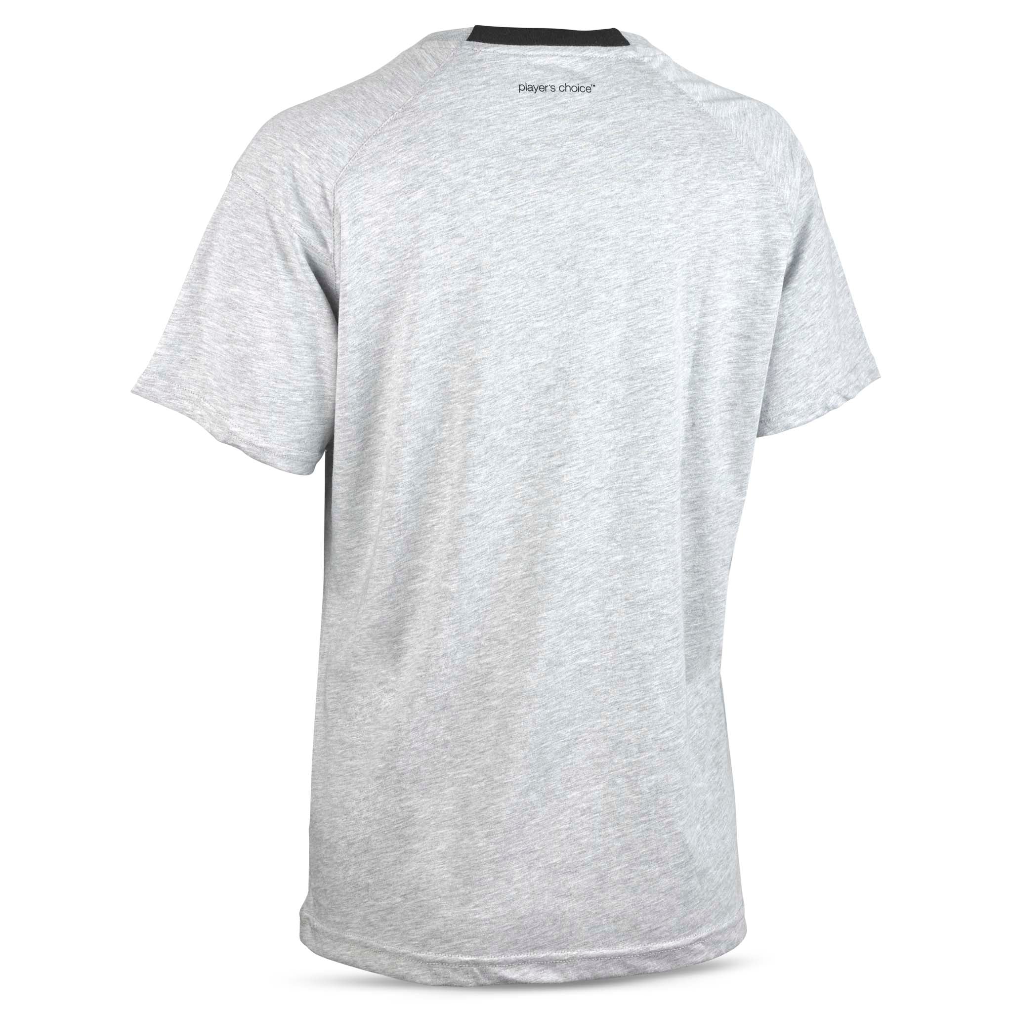 Grå T-Shirt Oxford woman v25, fritidsklær, sett fra baksiden med mørk halsdetalj.