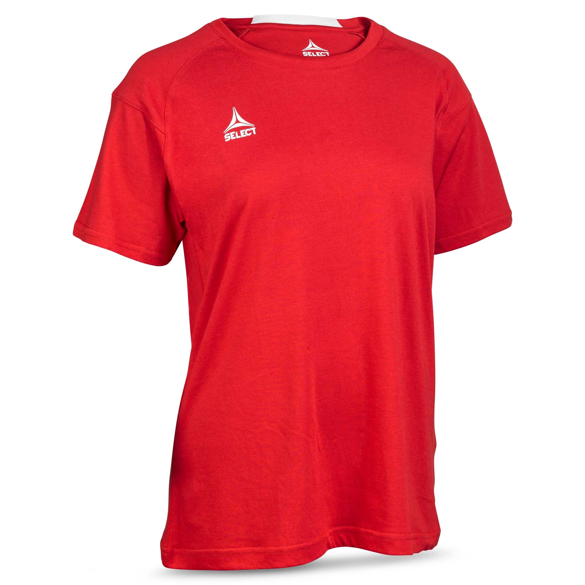 Rød T-Shirt Oxford woman v25, fritidsklær, sett forfra med hvit logo.