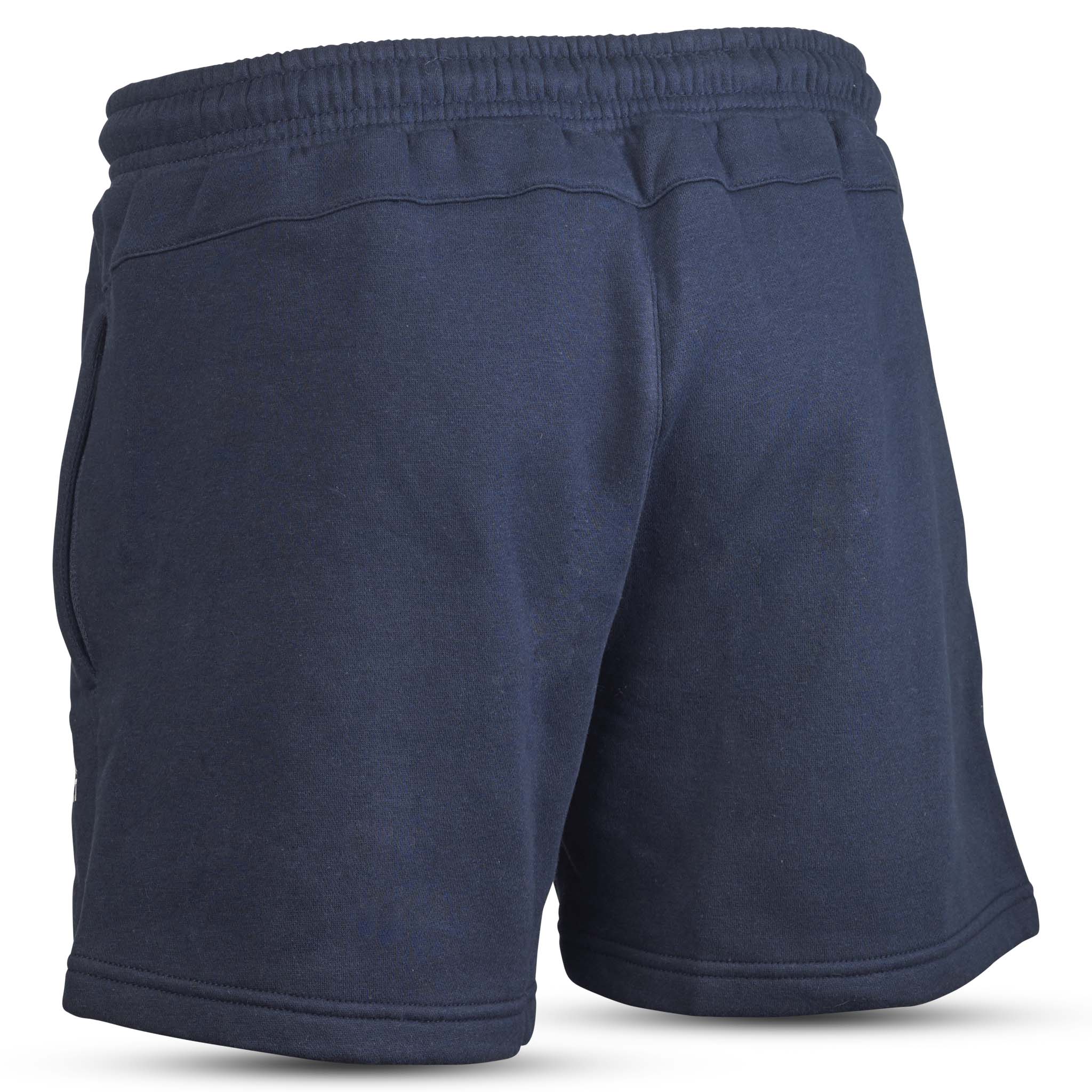 Marineblå Sweat shorts Oxford women v25, fritidsklær, sett bakfra med strikk i livet.