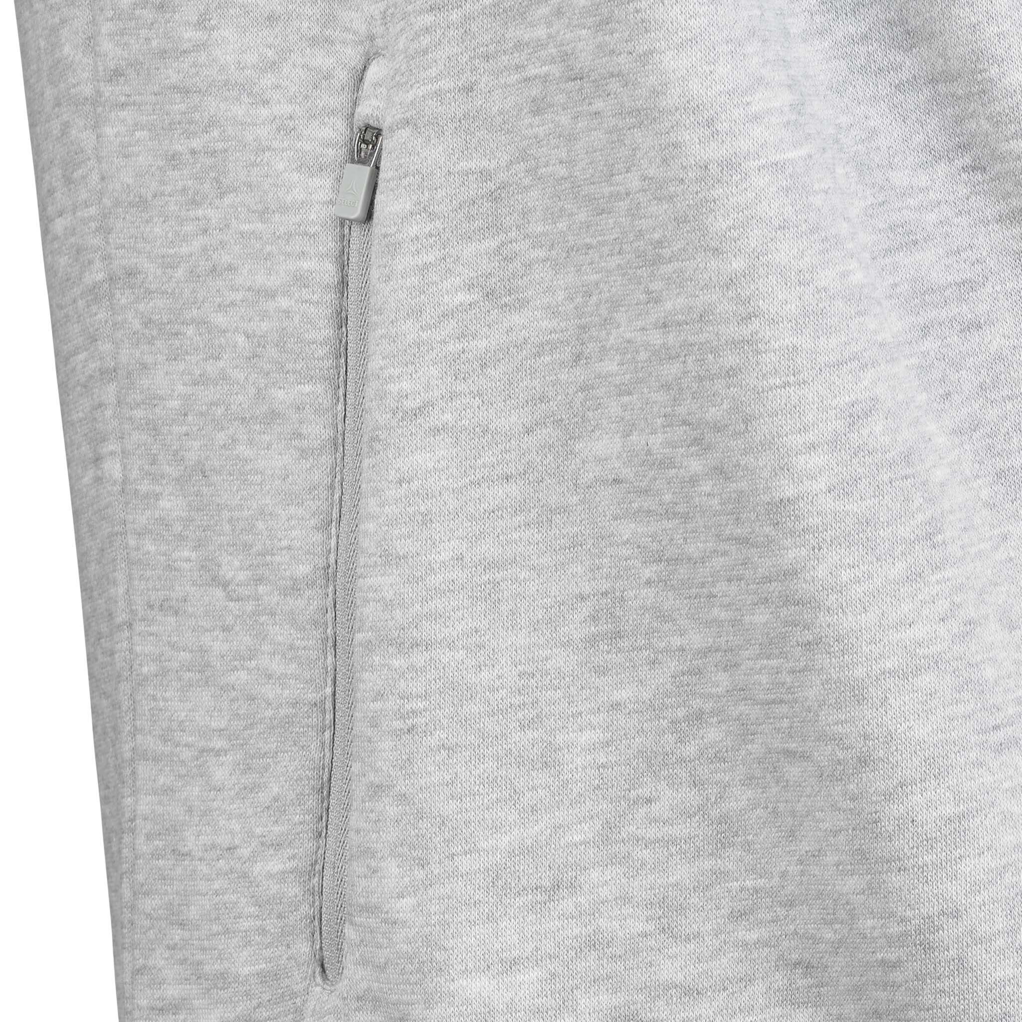 Nærbilde av grå Zip hoodie Oxford woman v25 fritidsklær, viser glidelåslomme.