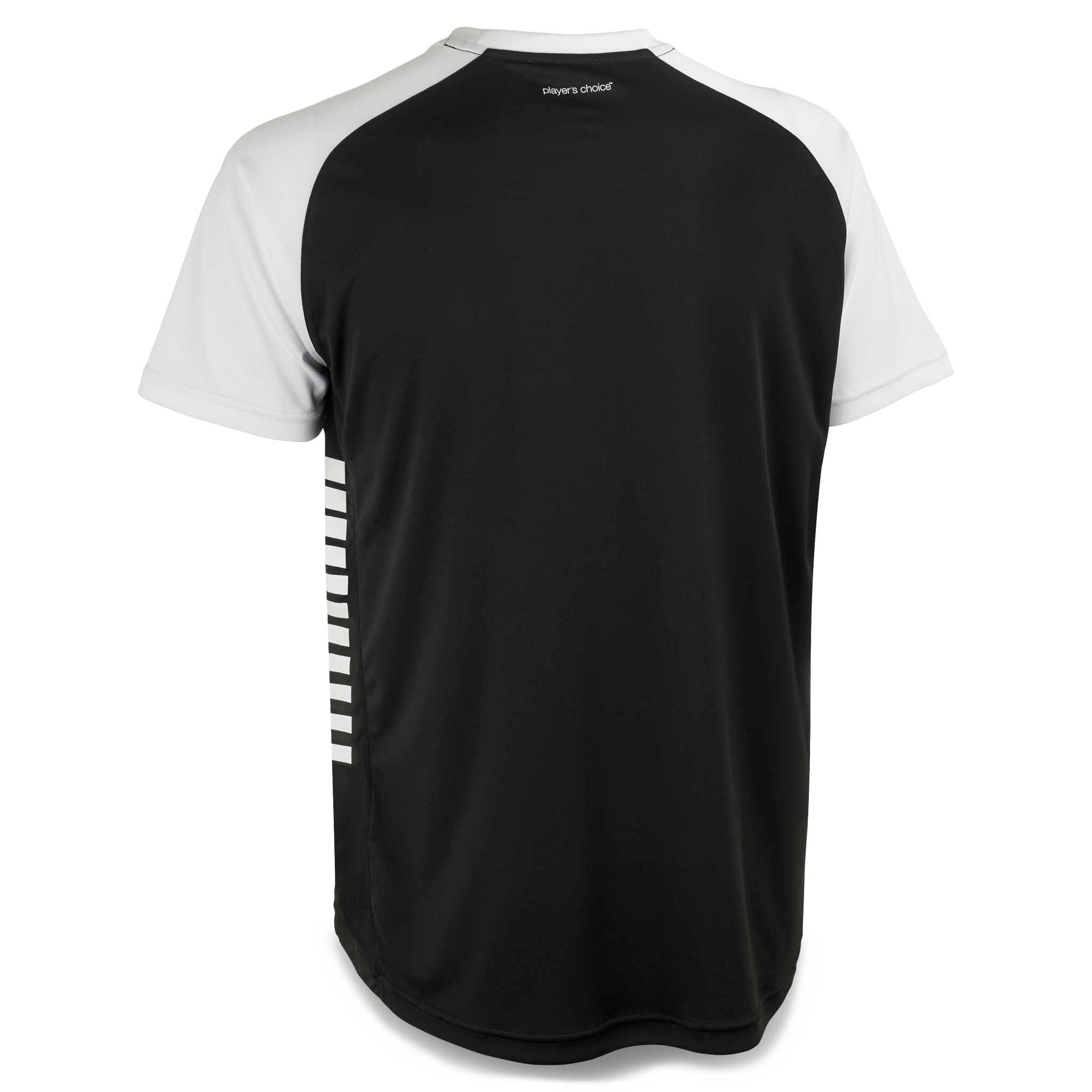 Player shirt S/S Pisa X, Match & Training wear, svart med hvite ermer, sett bakfra