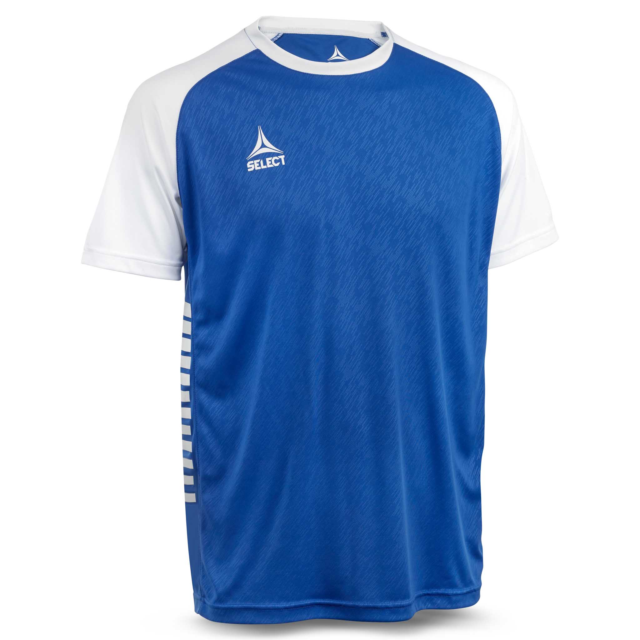 Player Shirt S/S Pisa X, kamp- og treningstøy, blå og hvit, sett forfra