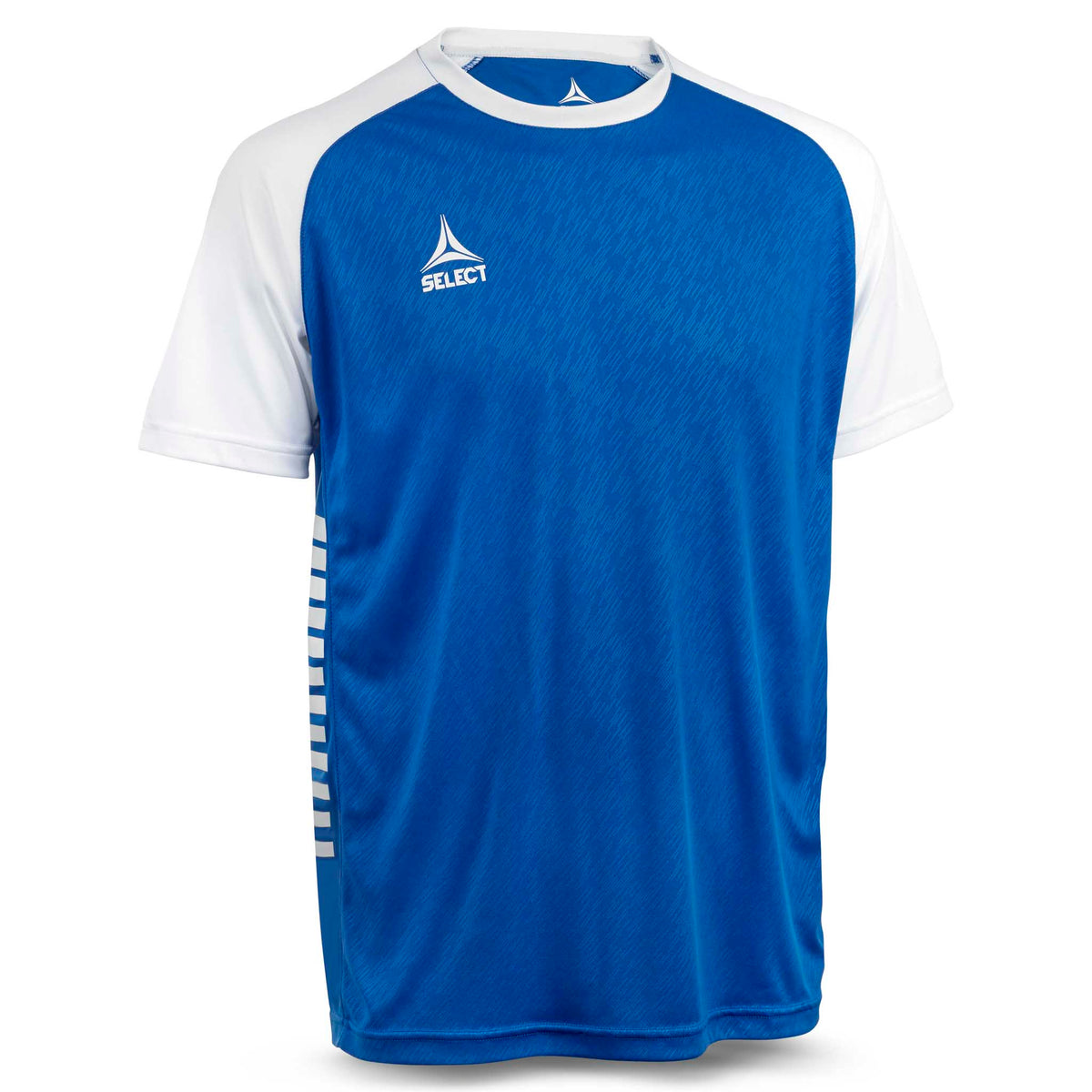 Player Shirt S/S Pisa X, kamp- og treningstøy, blå og hvit, sett forfra