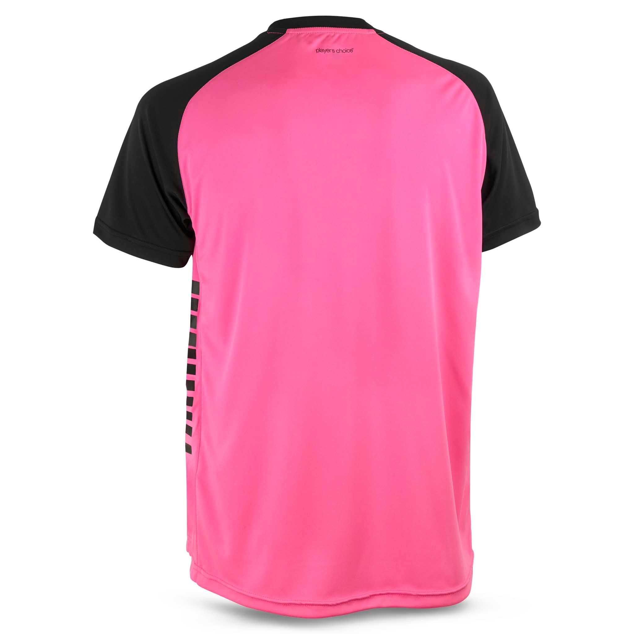 Bakside av rosa og sort Player shirt S/S Pisa X, Match & Training fotballklær.